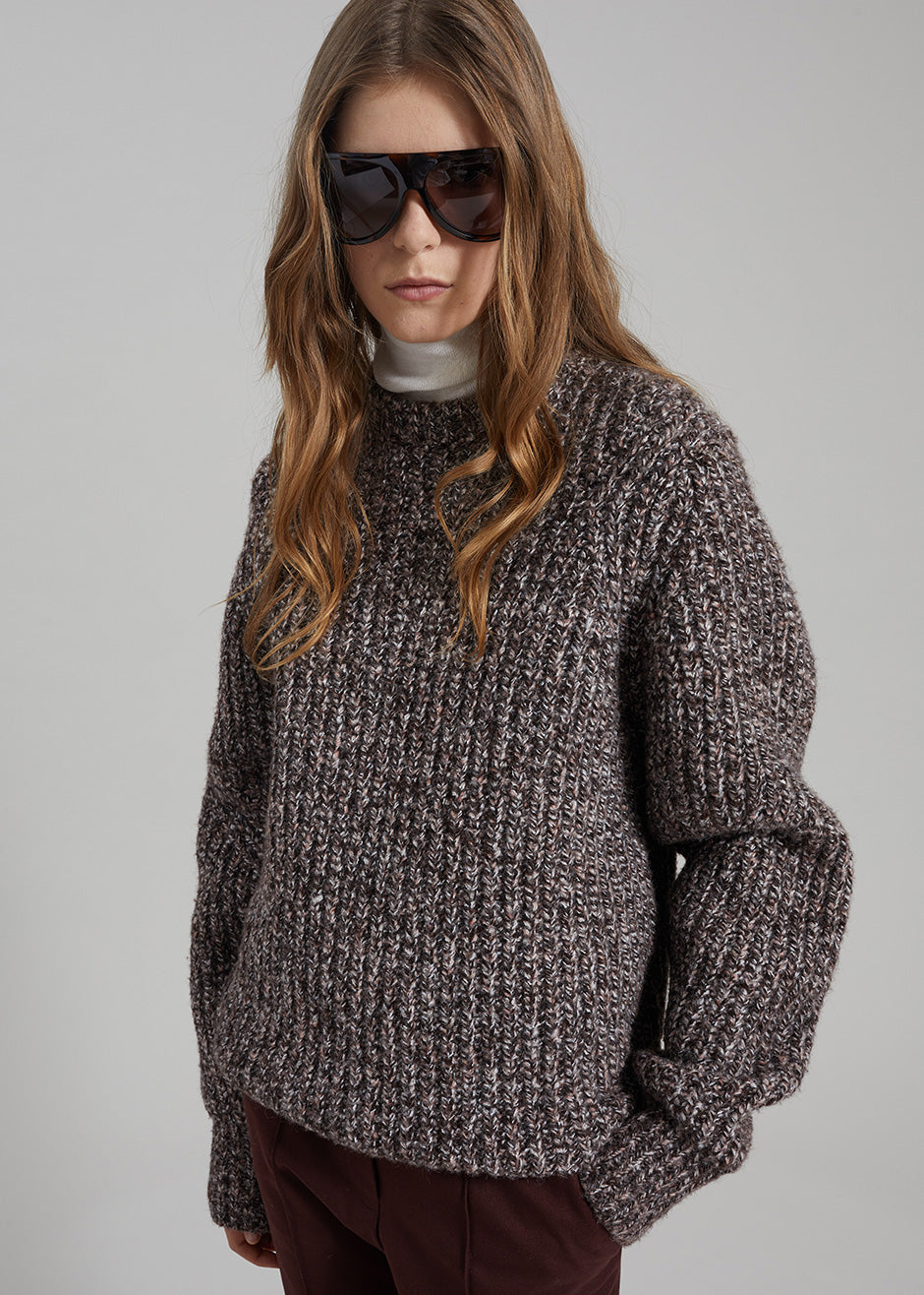 Vezia Chunky Knit Sweater - Brown Melange β view 4 of 7