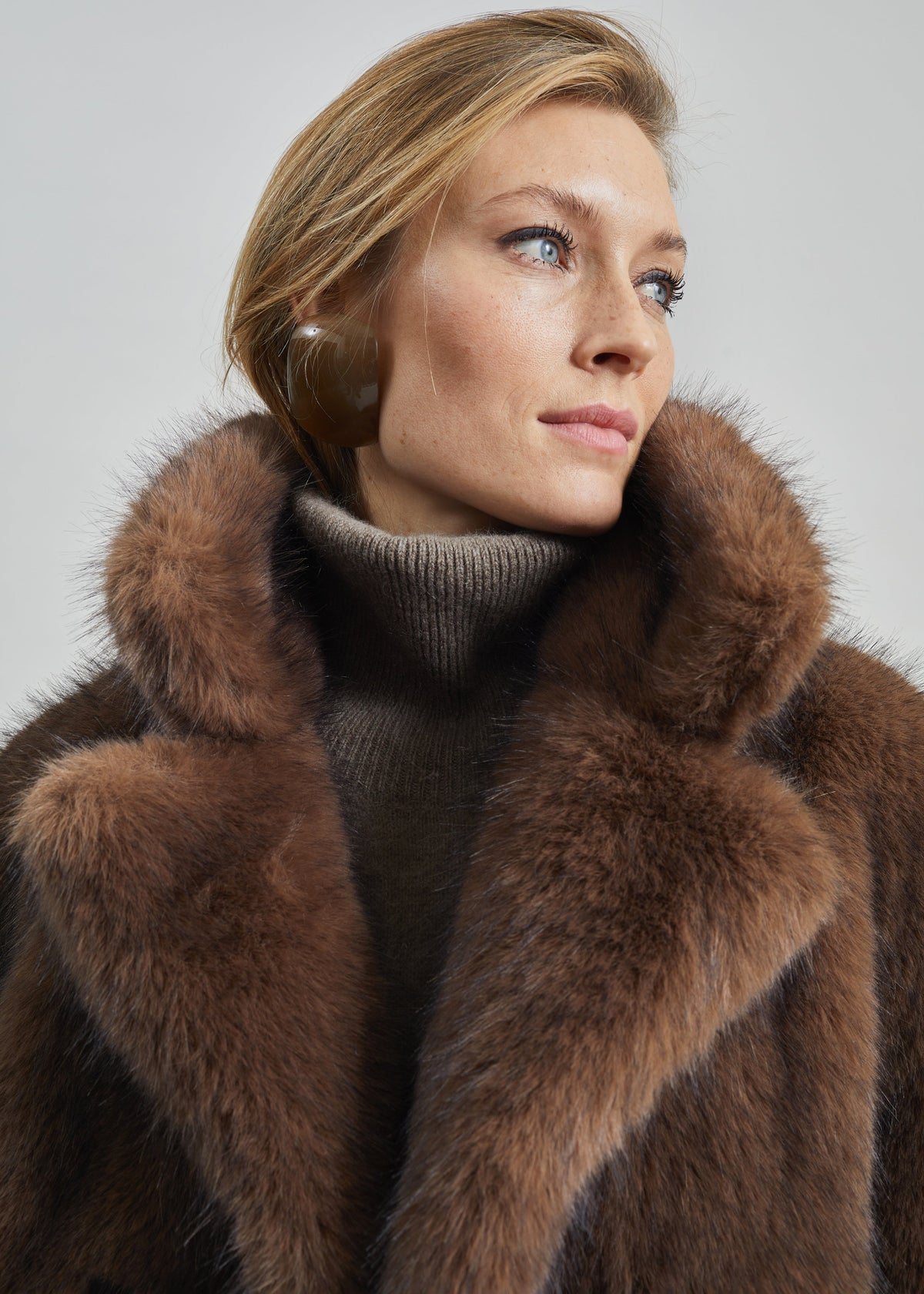 Adamello Faux Fur Short Coat - Brown β view 3 of 10
