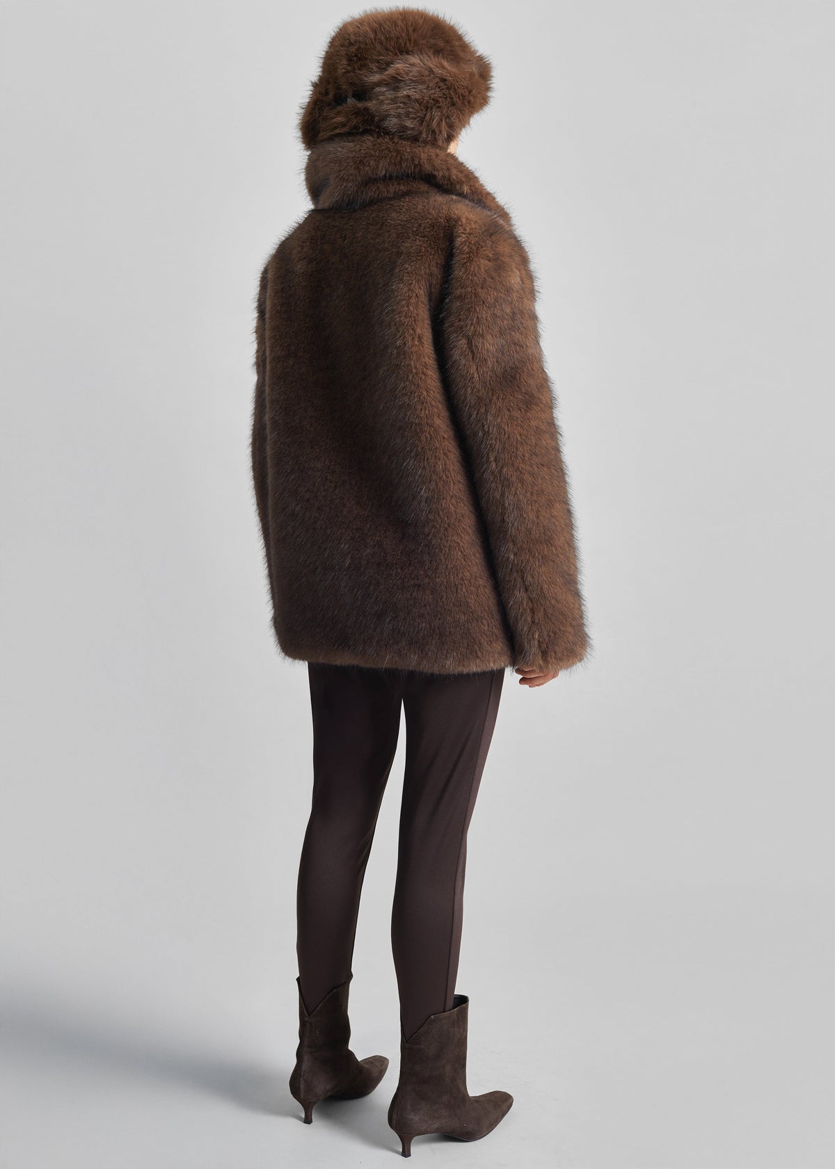 Adamello Faux Fur Short Coat - Brown β view 9 of 10