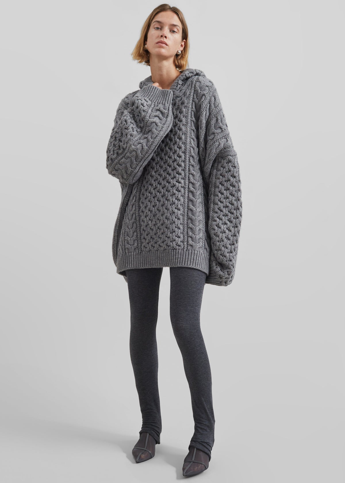 Adare Braided Knit Hoodie - Grey β view 8 of 11