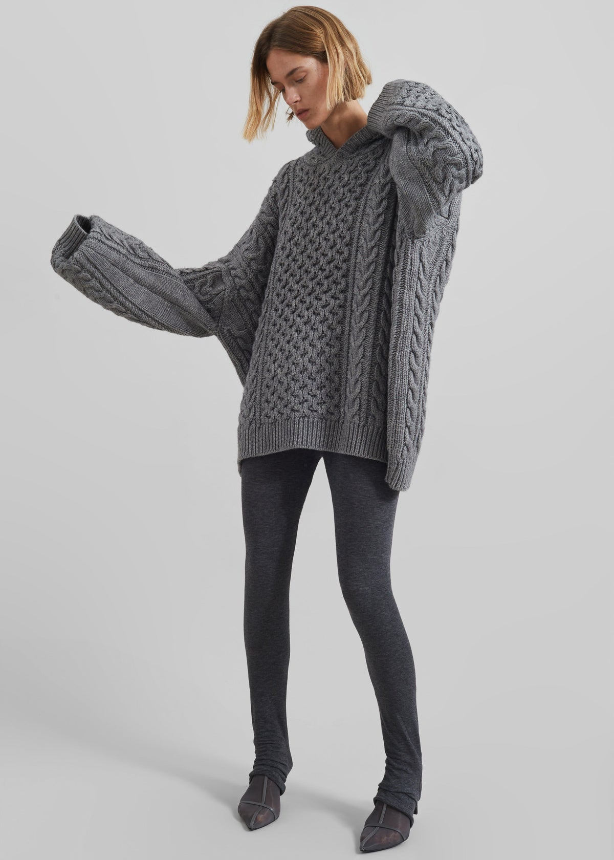 Adare Braided Knit Hoodie - Grey β view 6 of 11