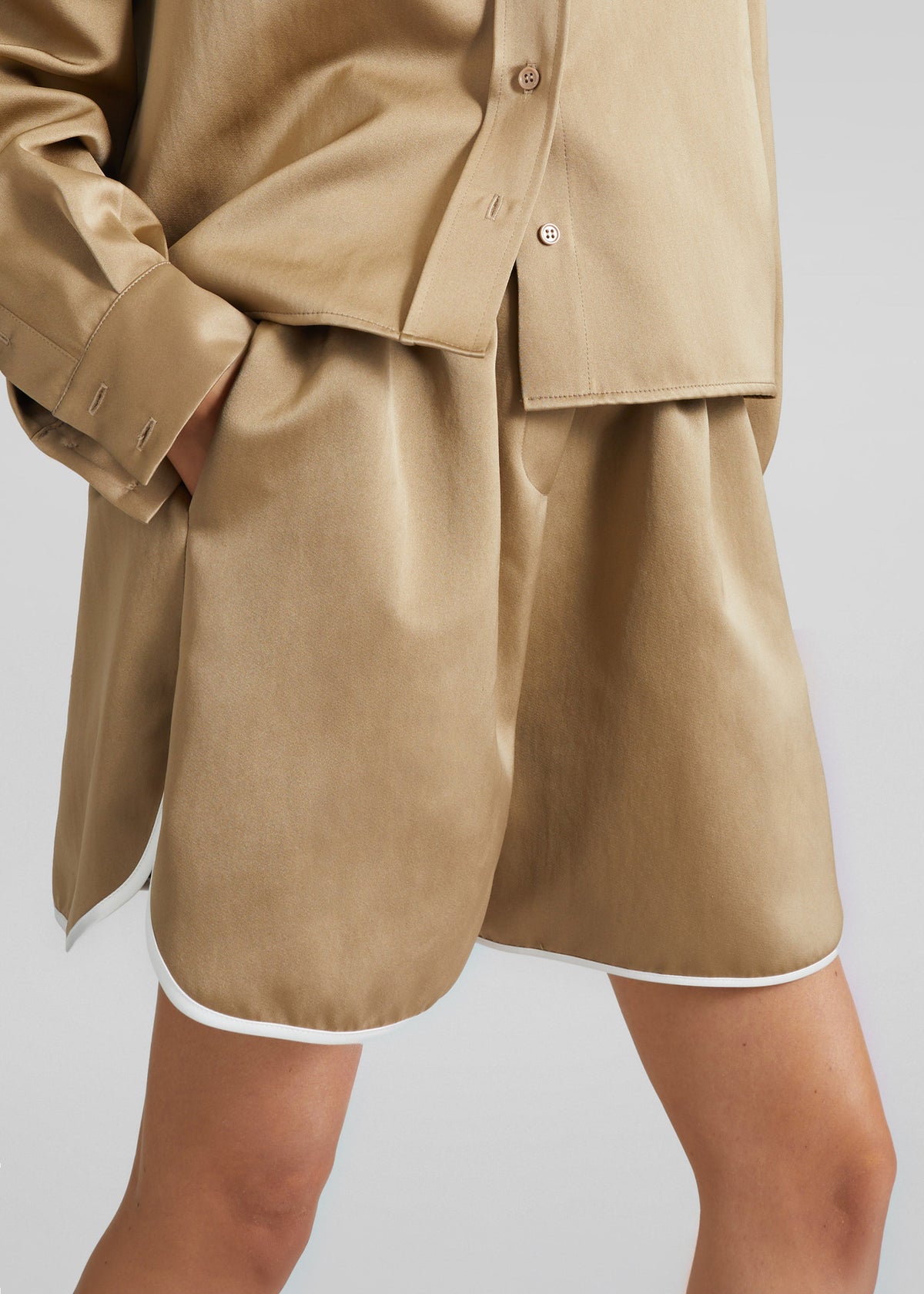 Adia Satin Boxer Shorts - Beige β view 3 of 8