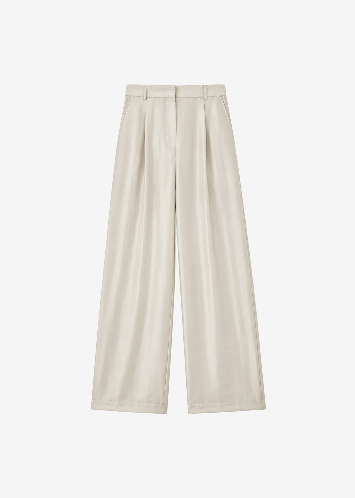 Aduna Satin Pleated Trousers - Light Beige β view 8 of 8