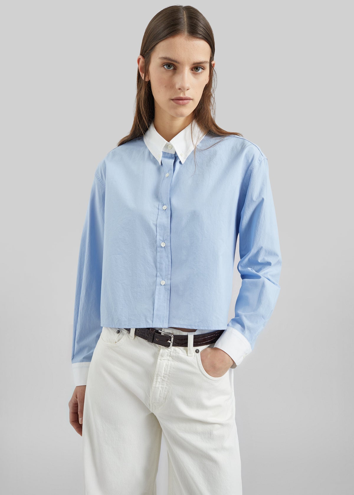 Aix Cropped Boxy Shirt - Sky Blue β view 5 of 9