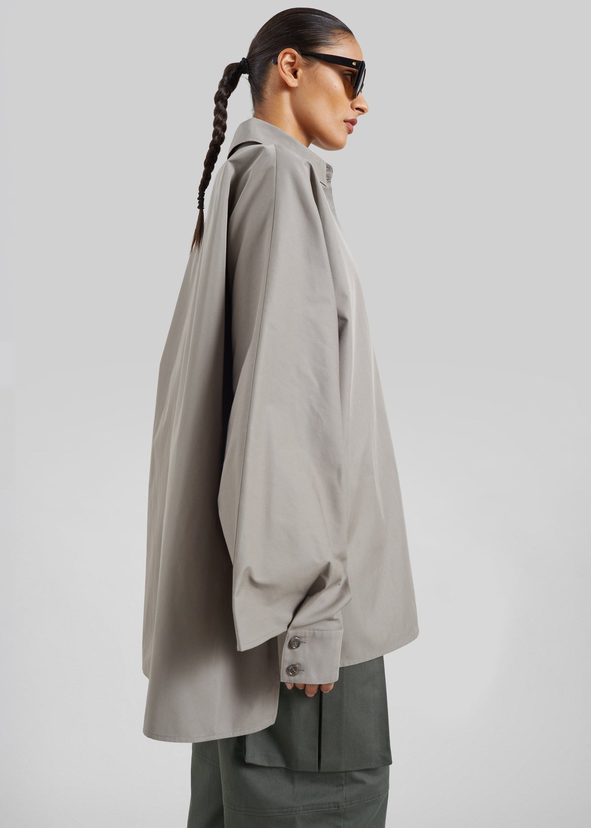 Alda Oversized Long Shirt - Taupe β view 3 of 8