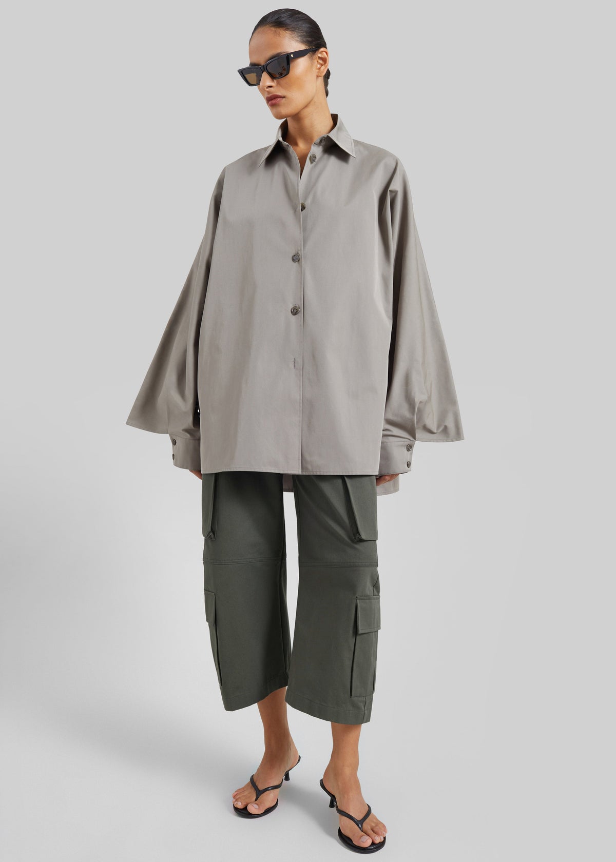 Alda Oversized Long Shirt - Taupe β view 6 of 8