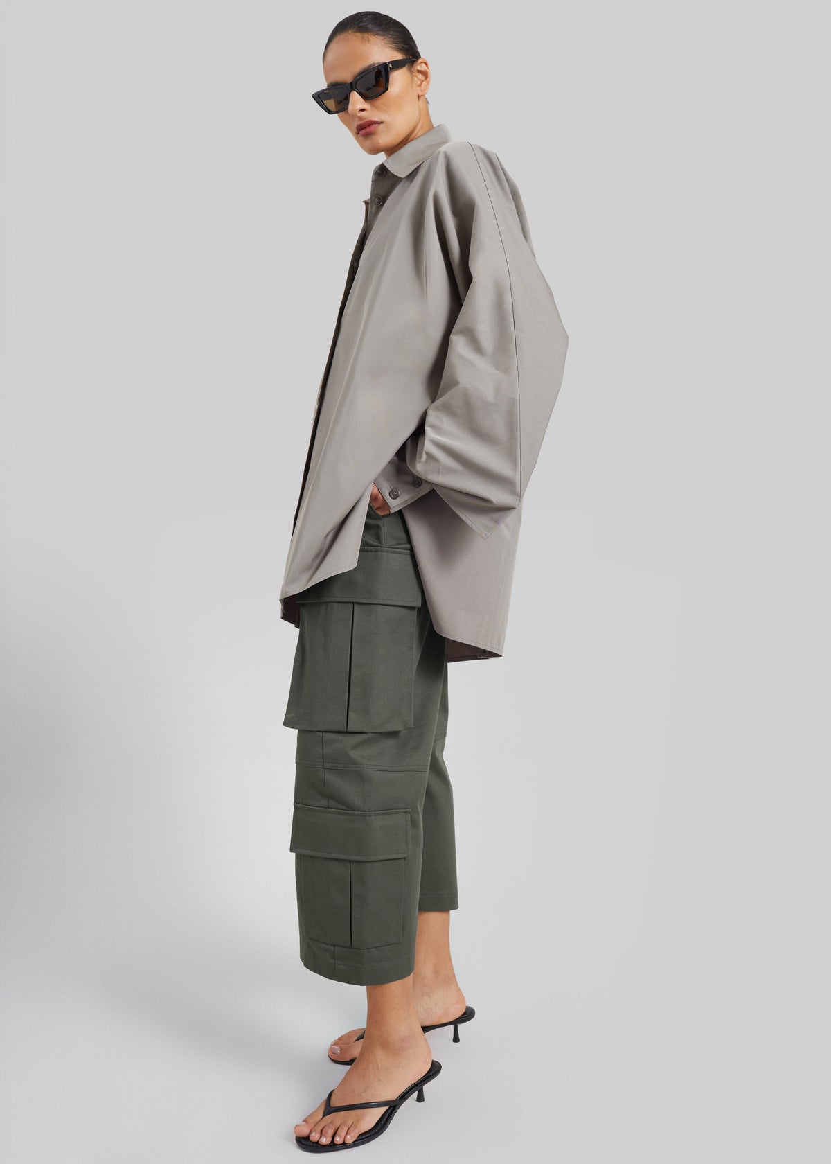 Alda Oversized Long Shirt - Taupe β view 4 of 8