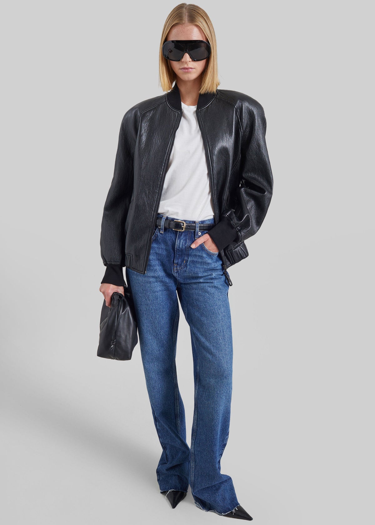 Alena Faux Leather Bomber Jacket - Black β view 2 of 8