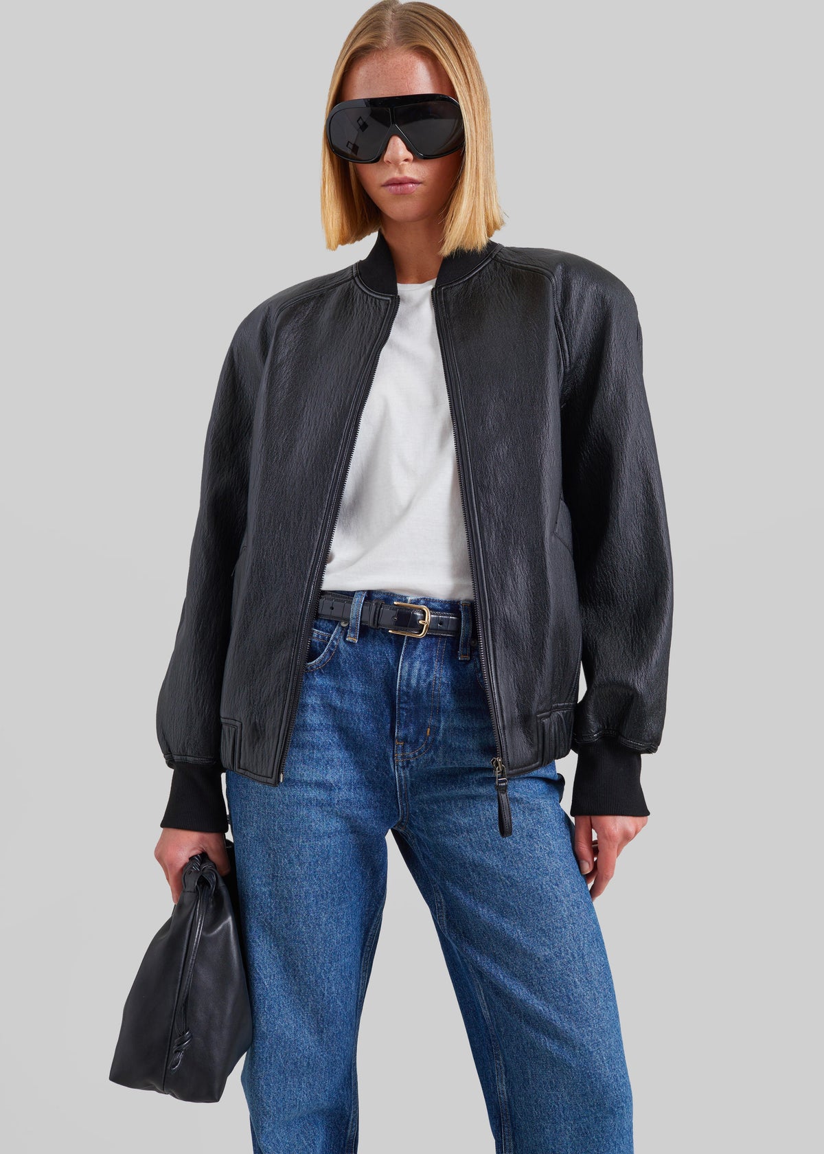 Alena Faux Leather Bomber Jacket - Black β view 1 of 8
