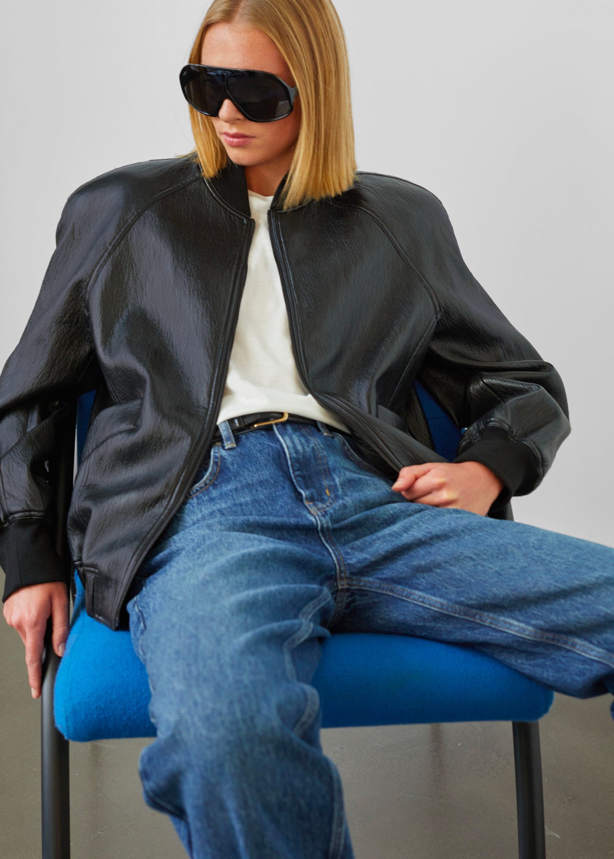 Alena Faux Leather Bomber Jacket - Black β view 6 of 8