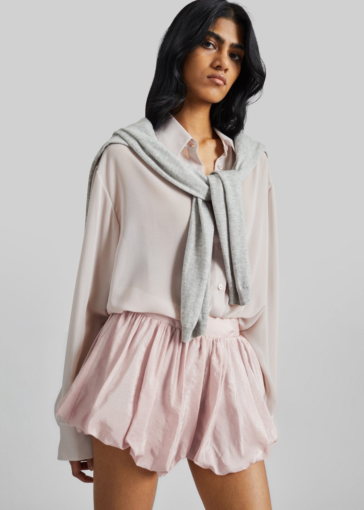 Alina Bubble Hem Shorts - Faded Pink β view 2 of 9