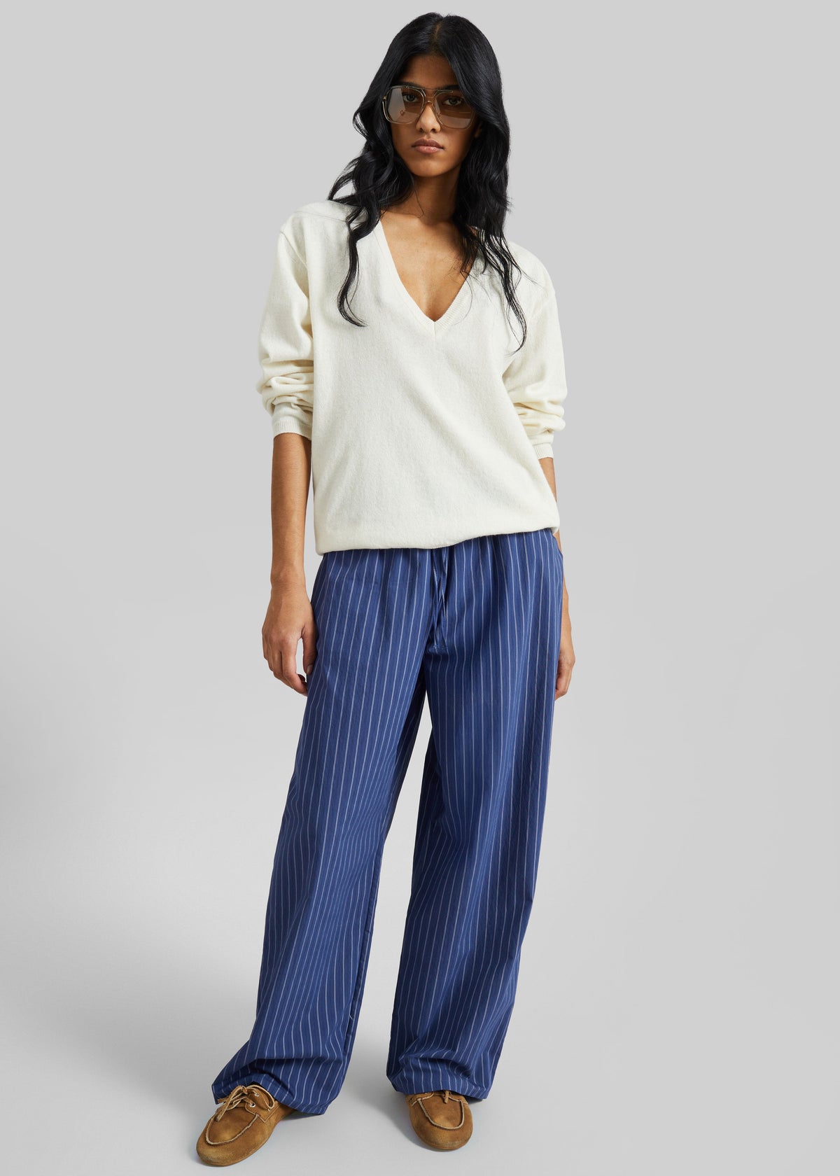 Almansa Drawstring Wide Pants - Blue Stripe β view 4 of 7