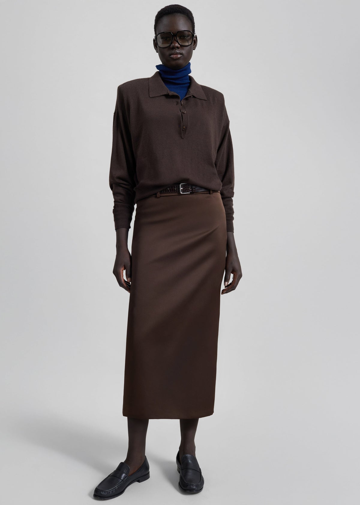 Alrose Satin Midi Skirt - Brown β view 4 of 13
