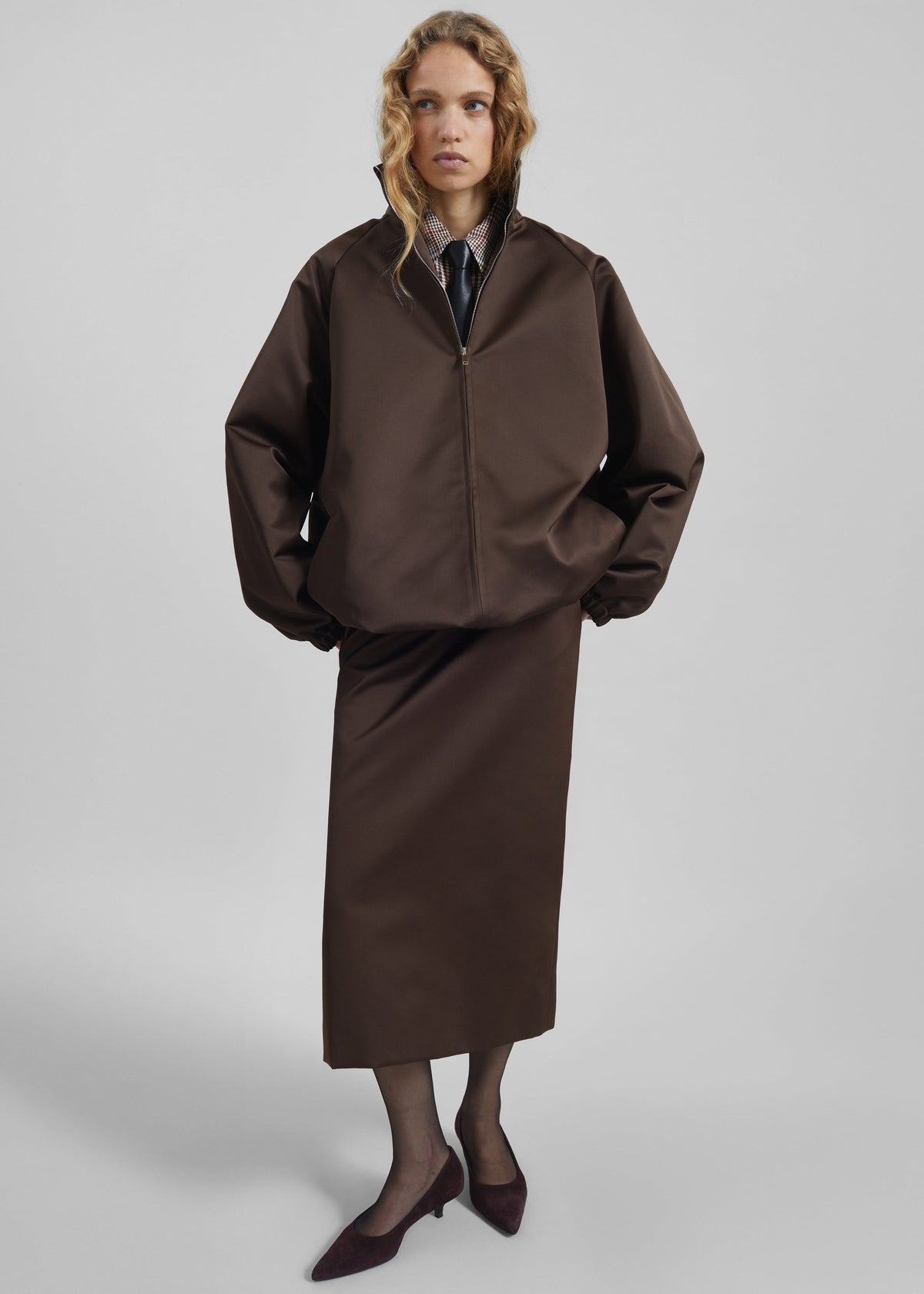 Alrose Satin Midi Skirt - Brown β view 8 of 13