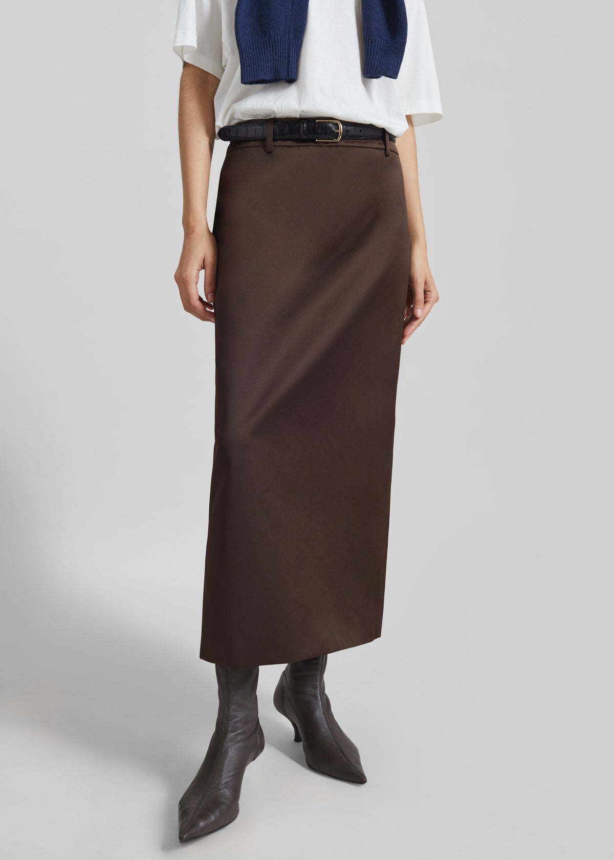 Alrose Satin Midi Skirt - Brown β view 2 of 13