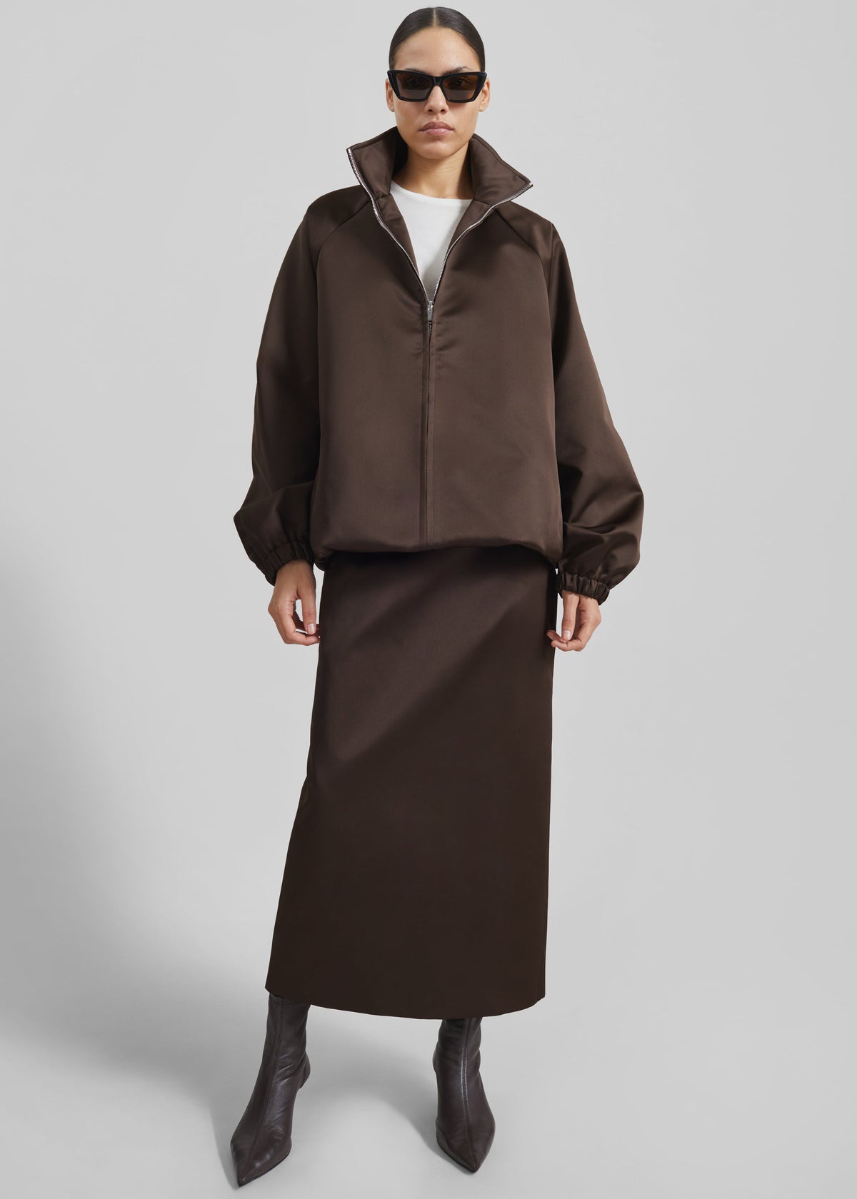 Alrose Satin Midi Skirt - Brown β view 11 of 13