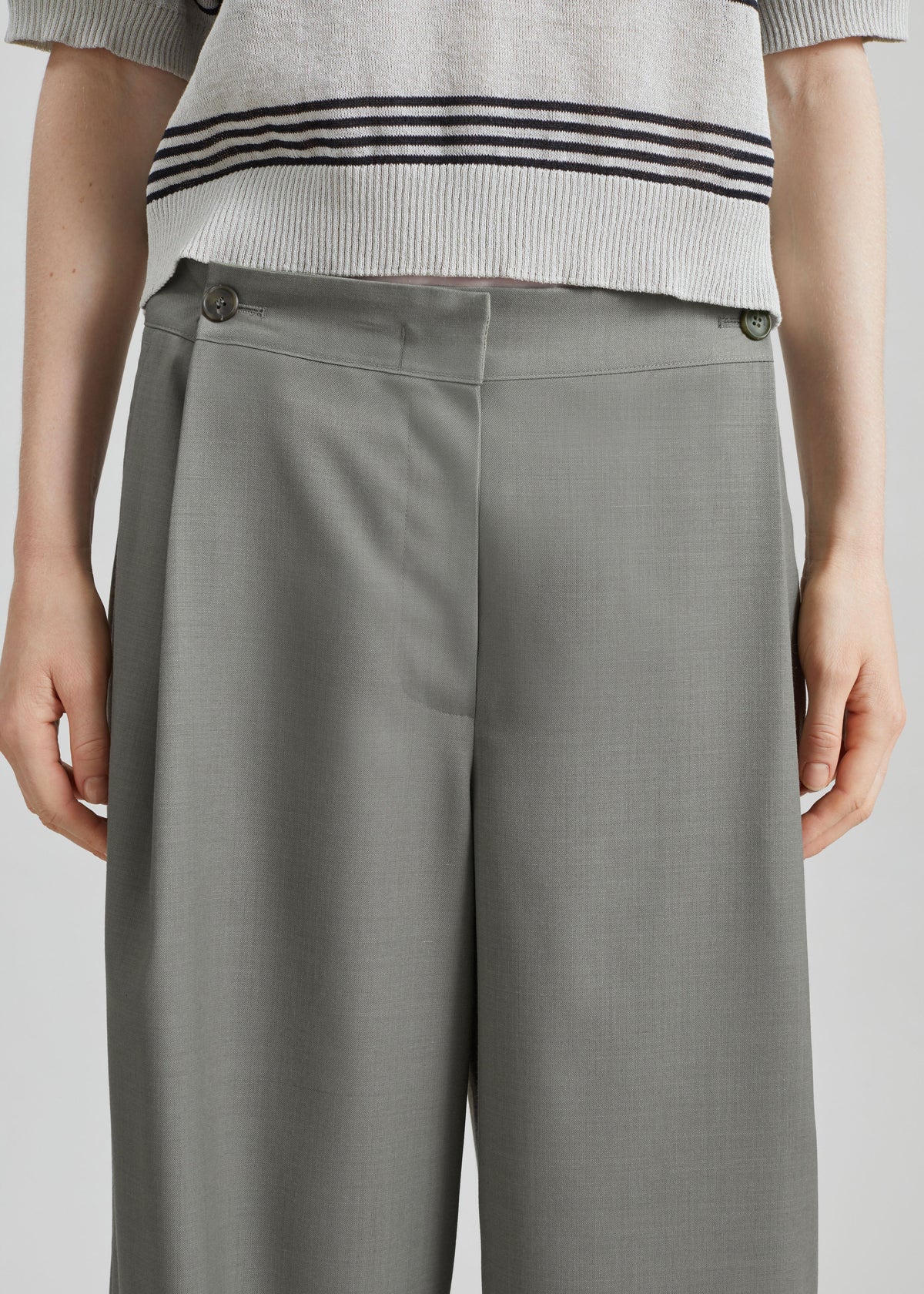 Althea Pleated Trousers - Sage β view 3 of 6