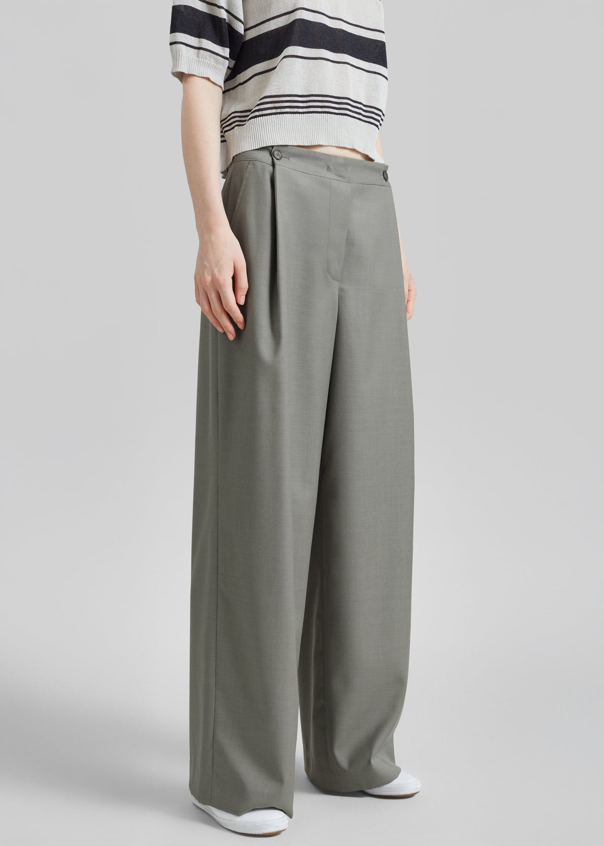 Althea Pleated Trousers - Sage β view 4 of 6
