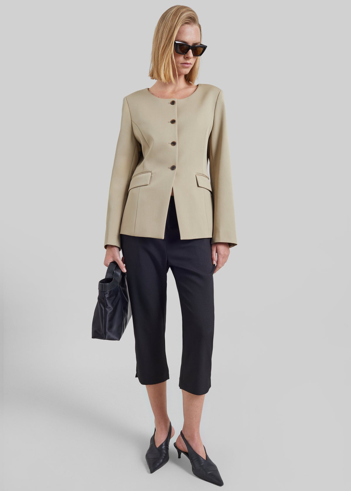 Amboise Collarless Blazer - Beige β view 2 of 7