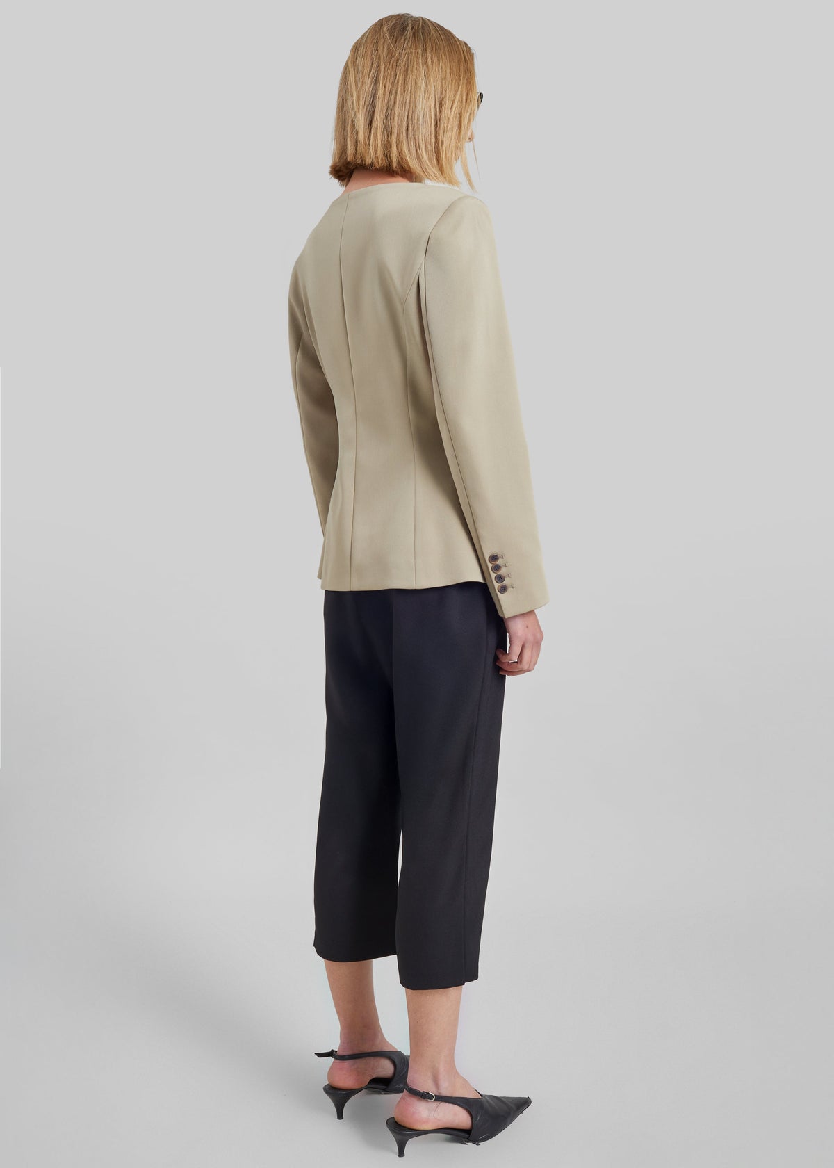Amboise Collarless Blazer - Beige β view 6 of 7