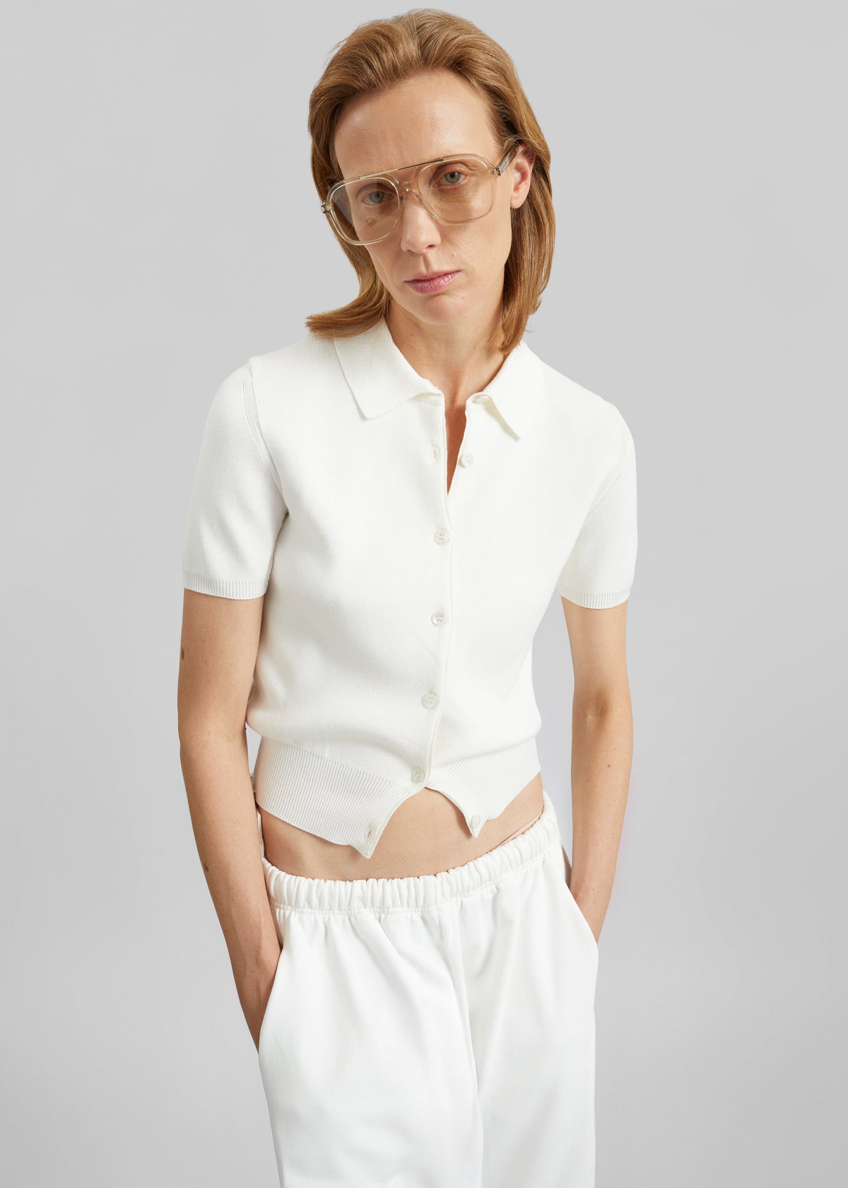 Amelot Knit Short Sleeve Cardigan - White β view 6 of 8