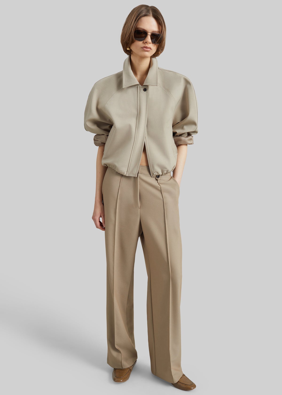Ancona Curved Blouson - Beige β view 2 of 8