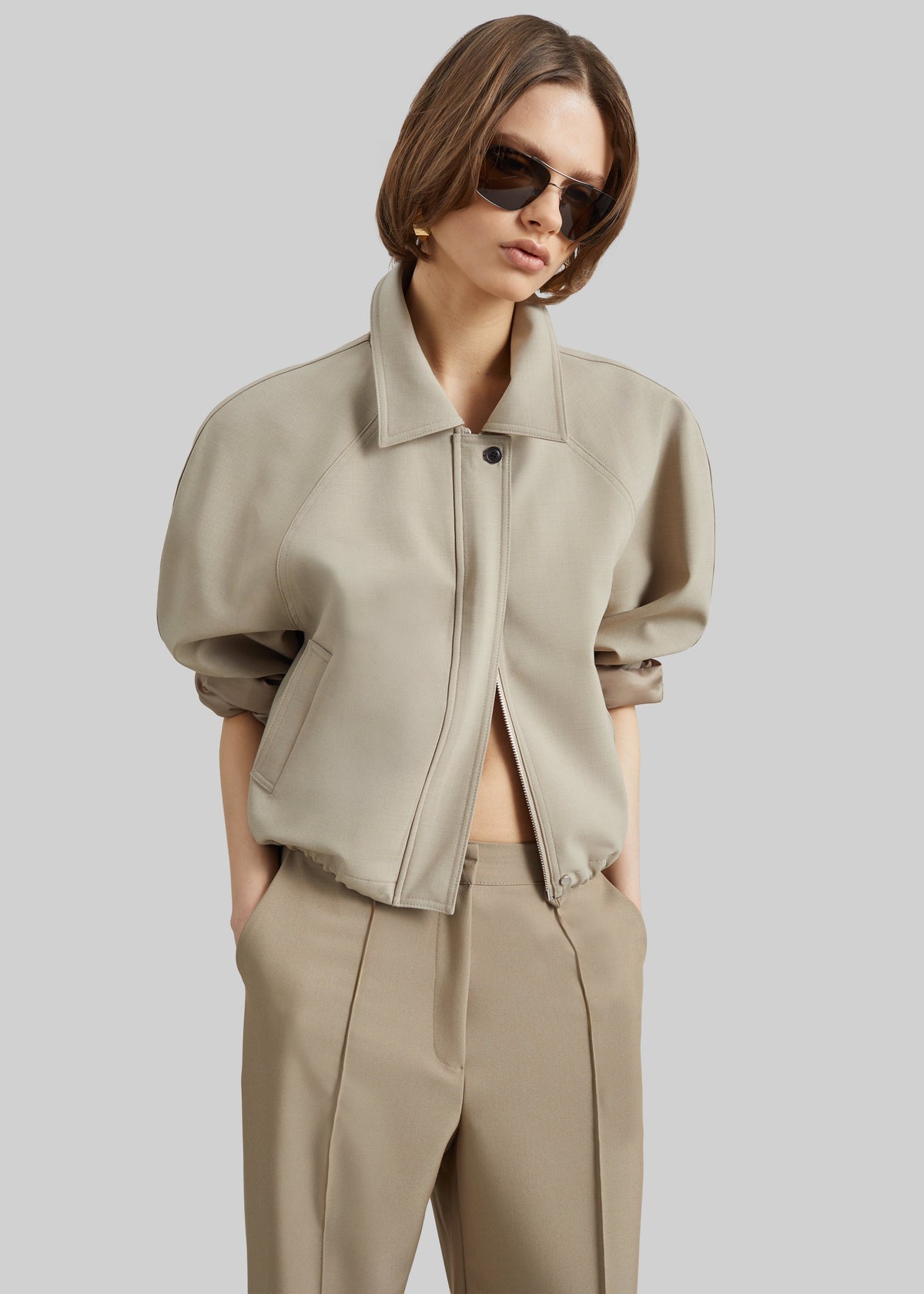 Ancona Curved Blouson - Beige β view 3 of 8