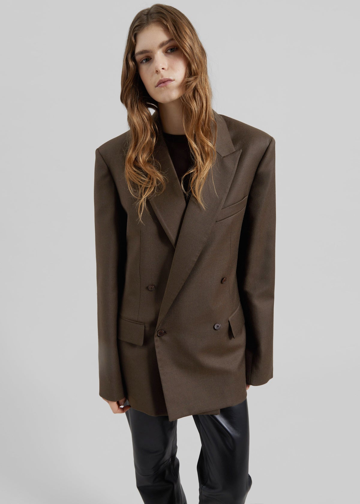 Newark Flannel Double Breasted Blazer - Mocha β view 4 of 9