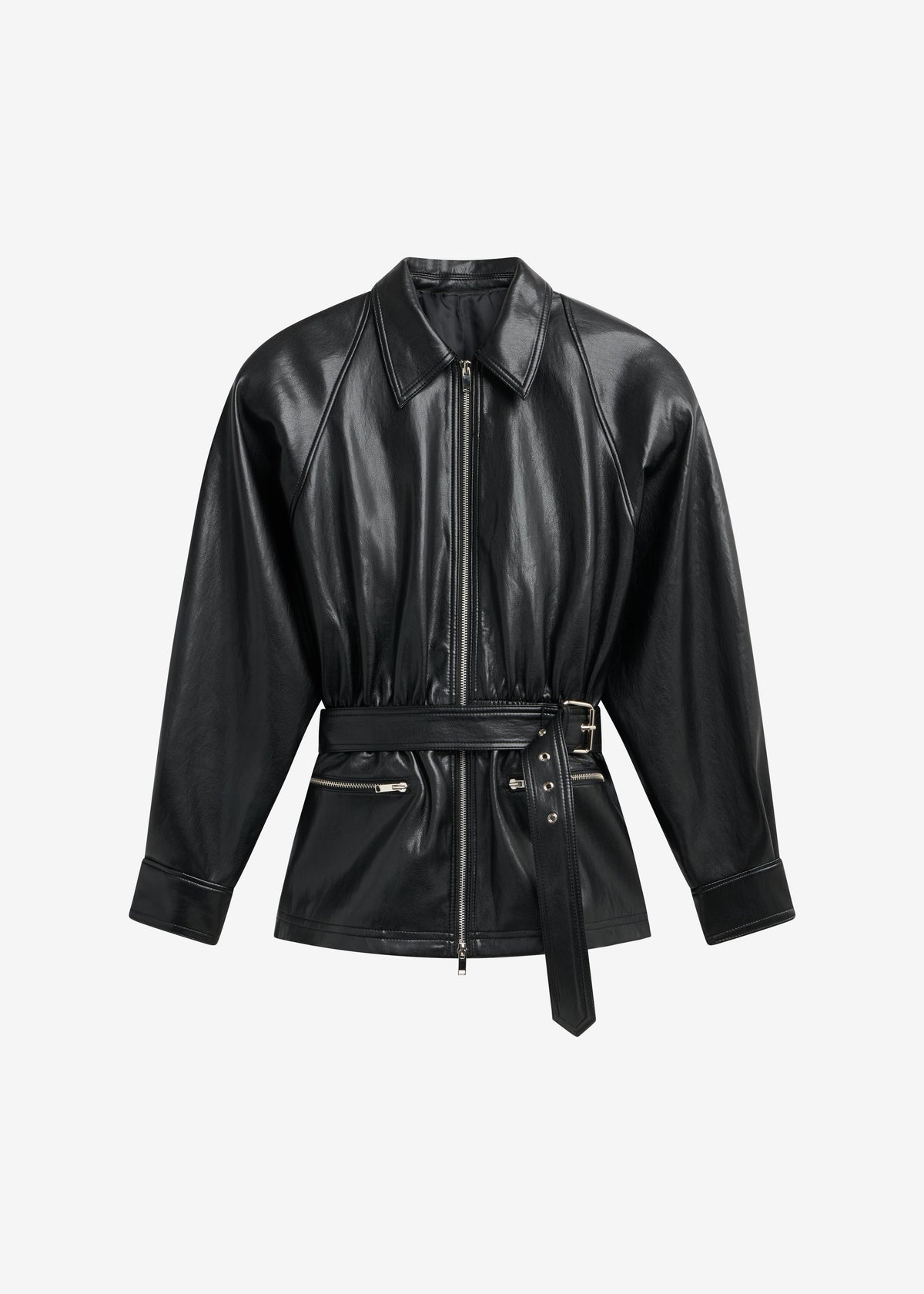 Annette Faux Leather Peplum Jacket - Black β view 10 of 10