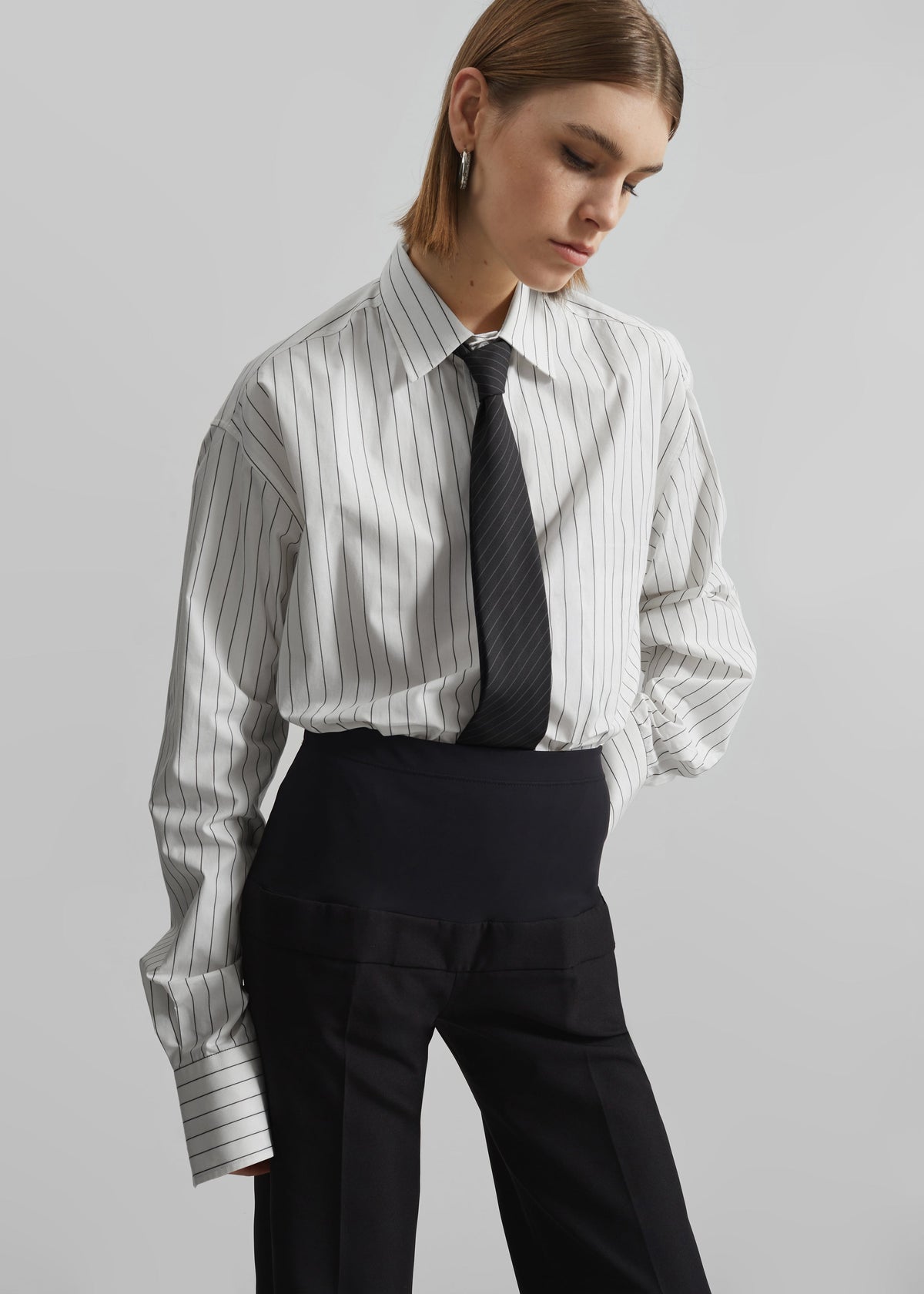 Anvers Button Up Striped Shirt - White/Black Stripe β view 1 of 15