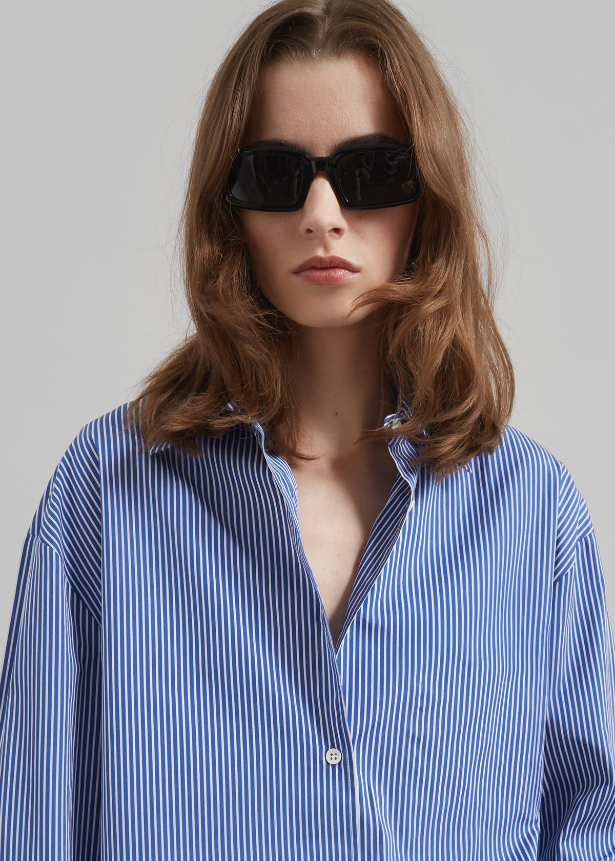 Anvers Striped Cotton Button Up Shirt - Blue/White Stripe β view 3 of 7