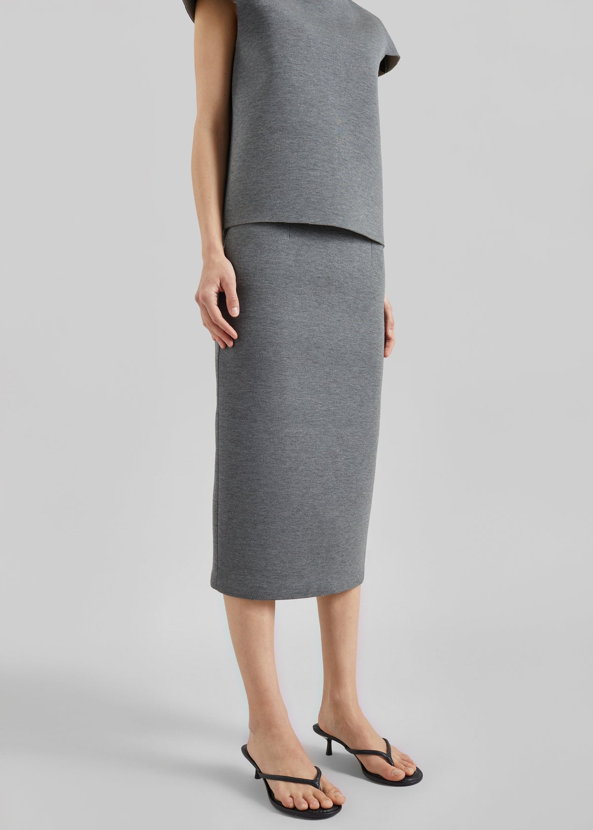 Anya Neoprene Midi Skirt - Grey Melange β view 4 of 6
