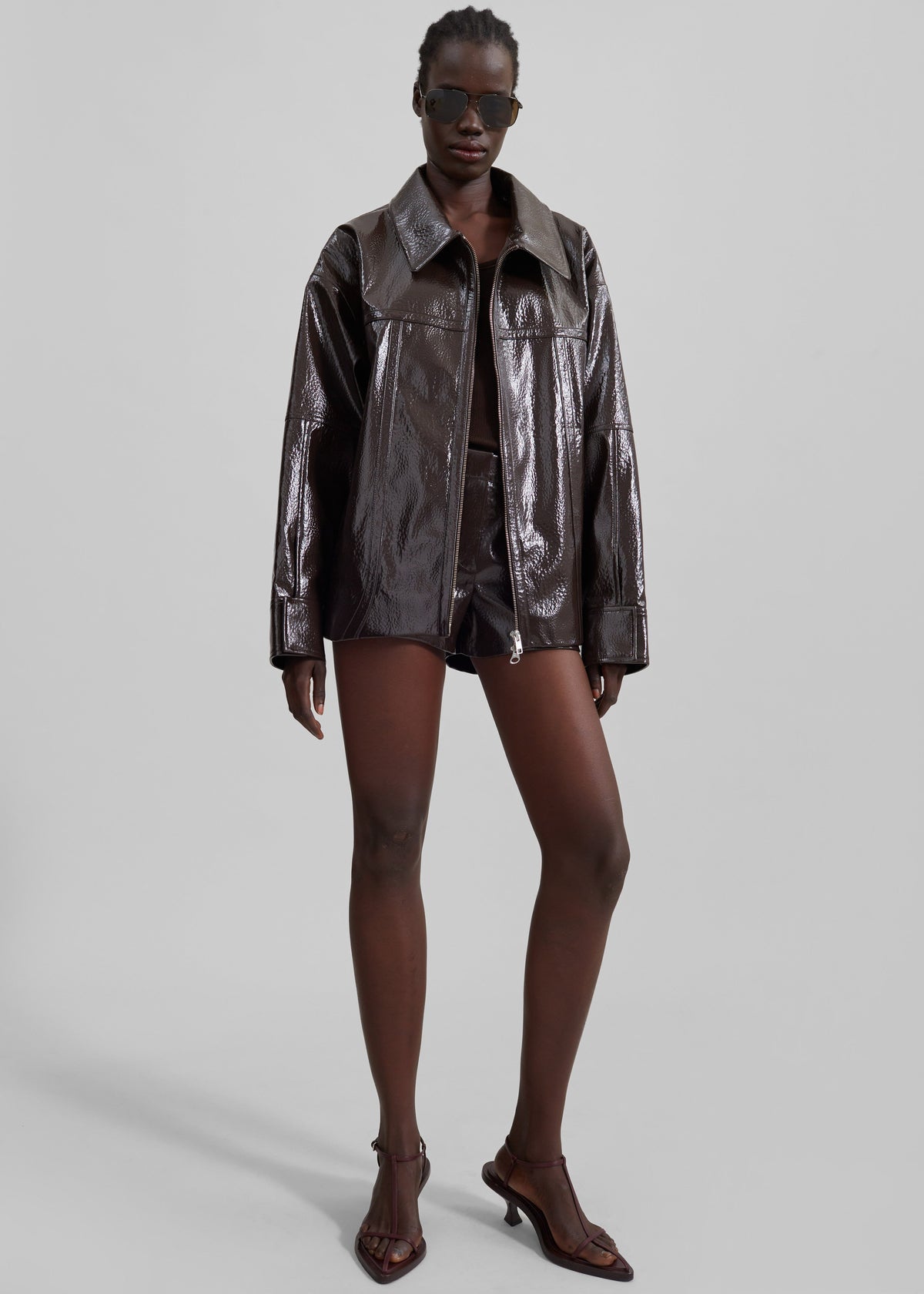 Arbor Crackled Faux Leather Jacket - Brown β view 6 of 11