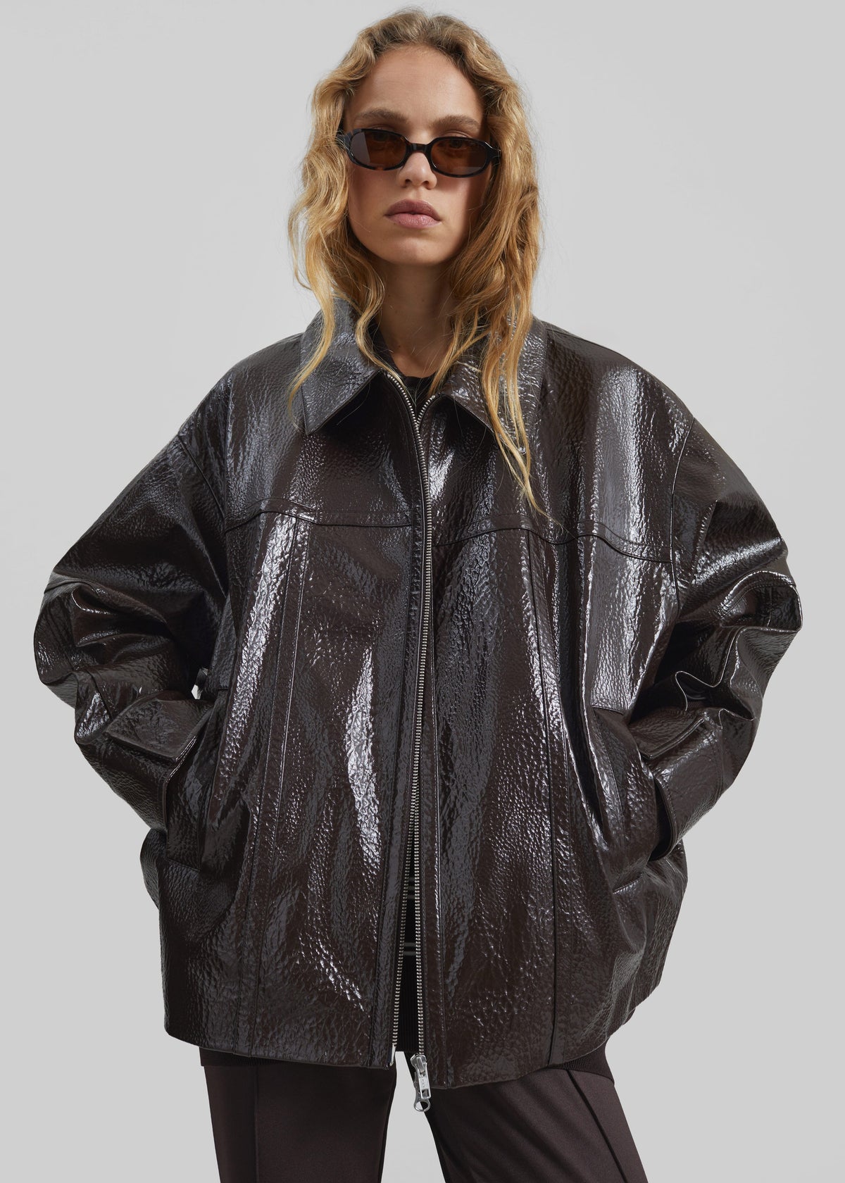 Arbor Crackled Faux Leather Jacket - Brown β view 7 of 11