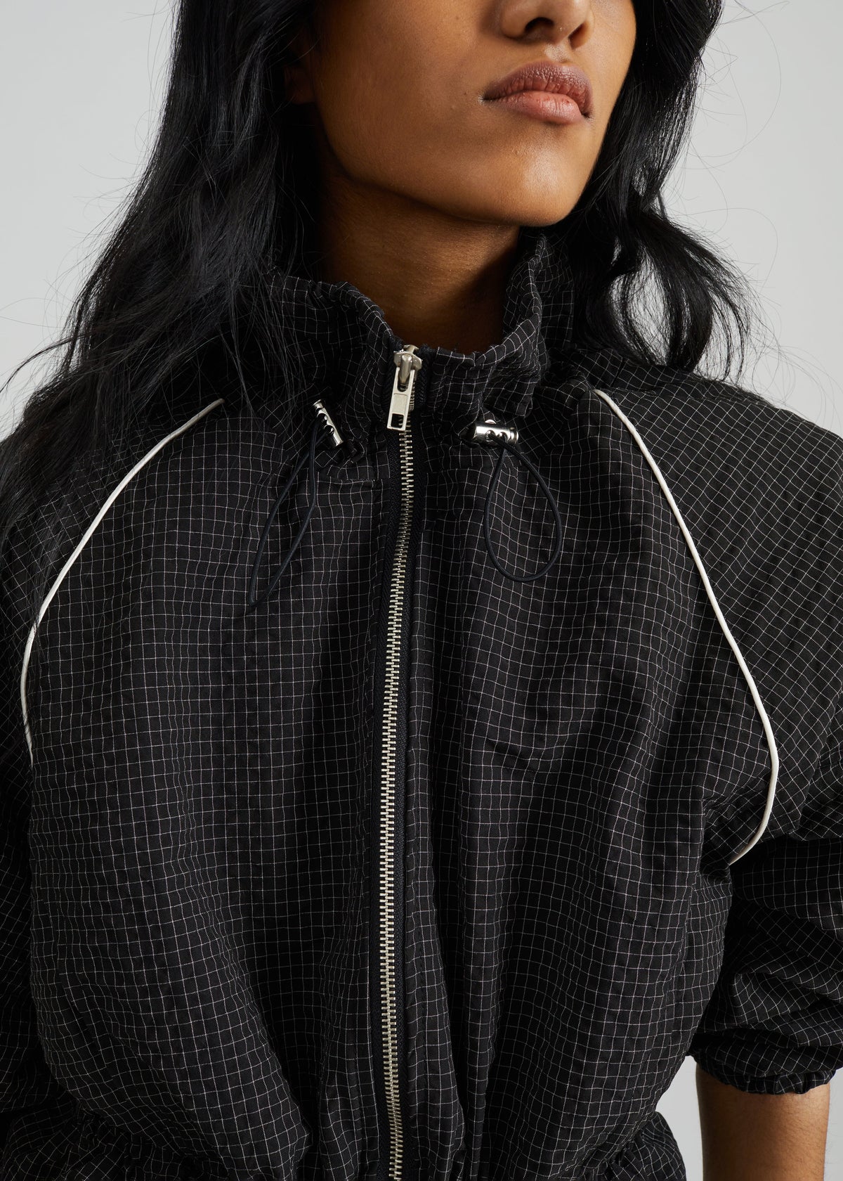 Arizona Seersucker Drawstring Track Jacket - Checked Black β view 5 of 11