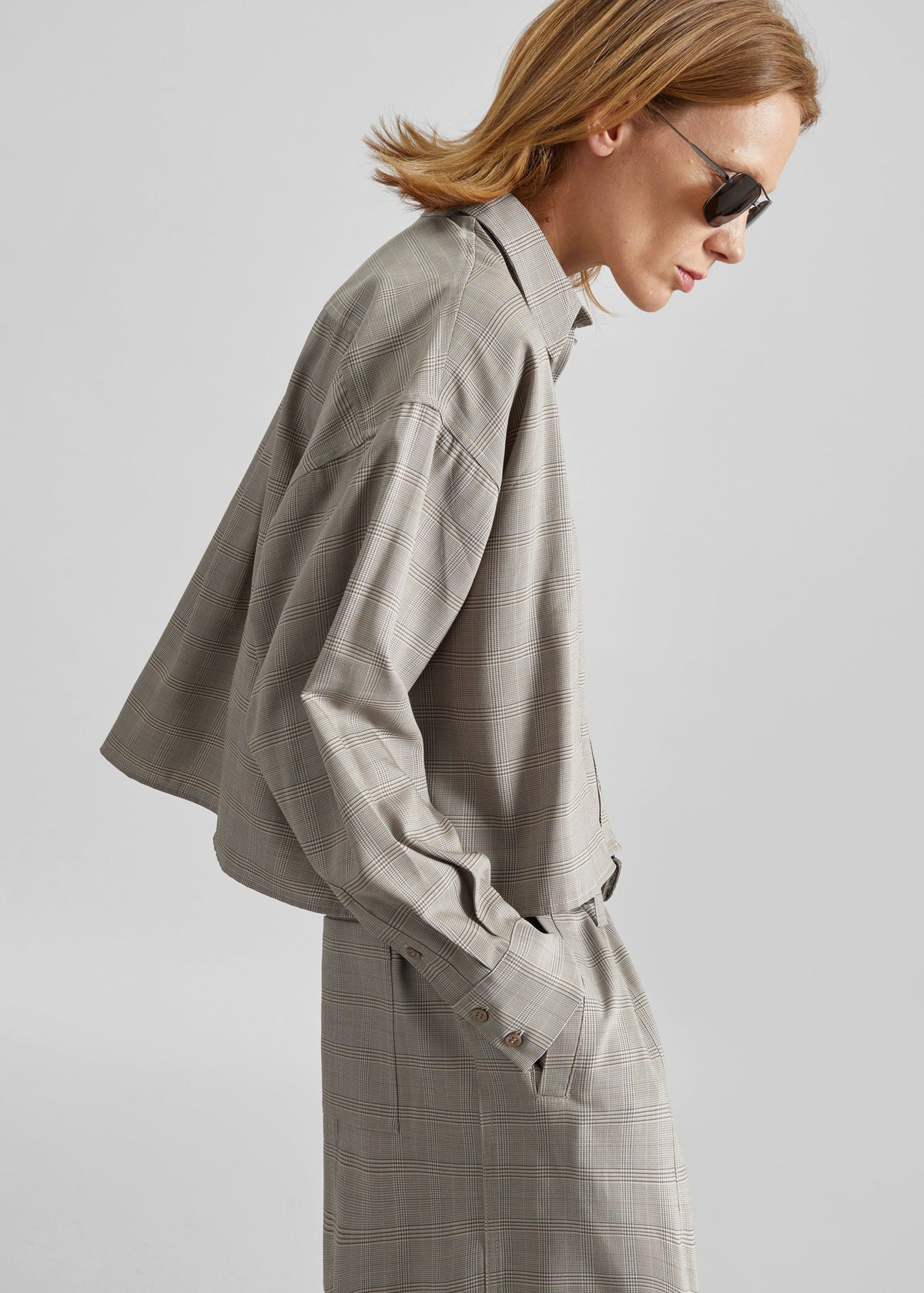 Arlen Boxy Shirt - Beige Glen Plaid β view 5 of 10