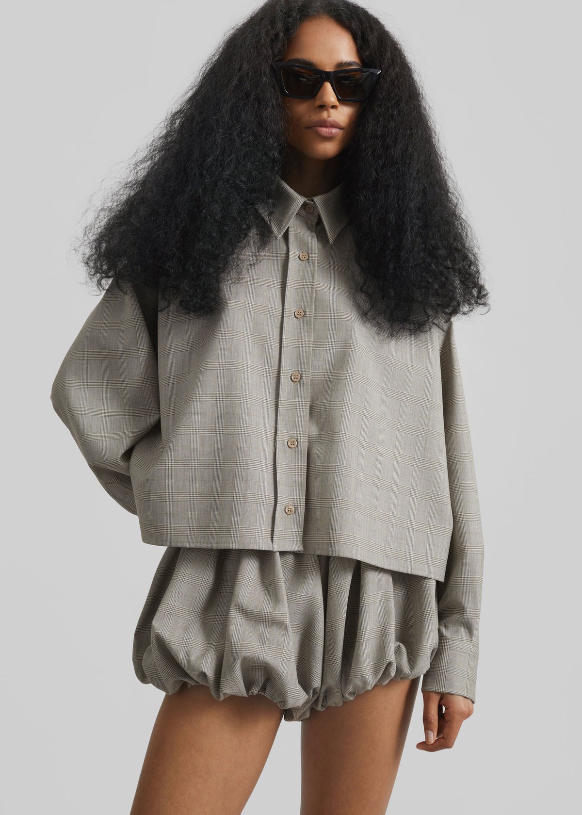 Arlen Boxy Shirt - Beige Glen Plaid β view 3 of 10