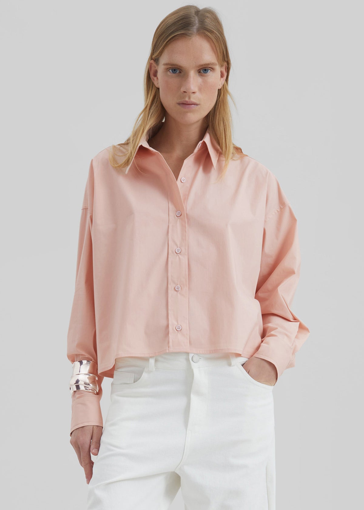 Arlen Cotton Boxy Shirt - Faded Pink β view 1 of 7