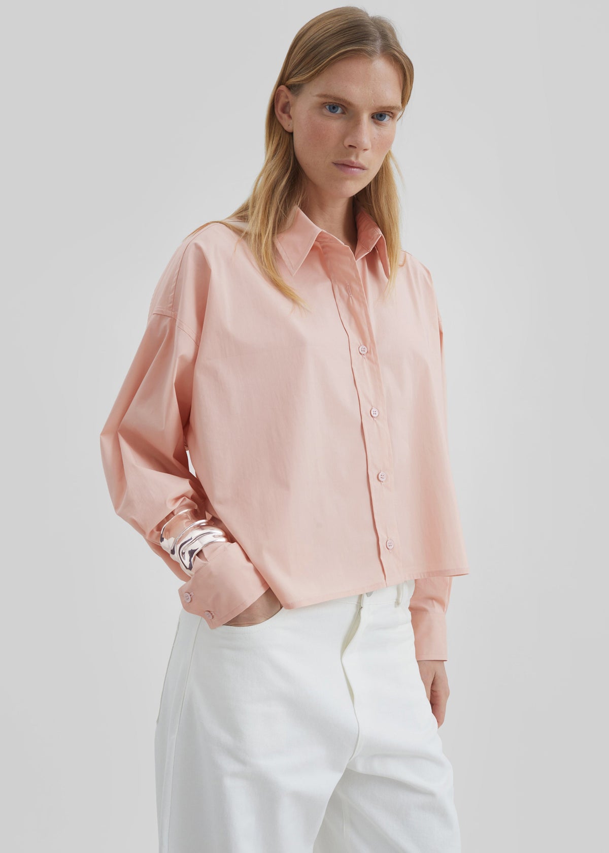 Arlen Cotton Boxy Shirt - Faded Pink β view 3 of 7