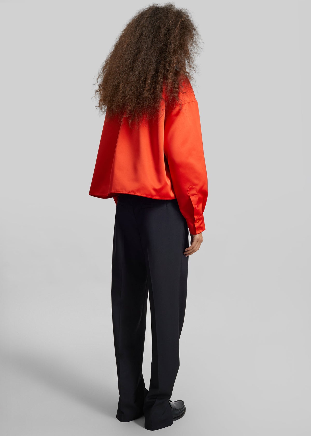 Arlen Satin Boxy Shirt - Coral Red β view 5 of 6