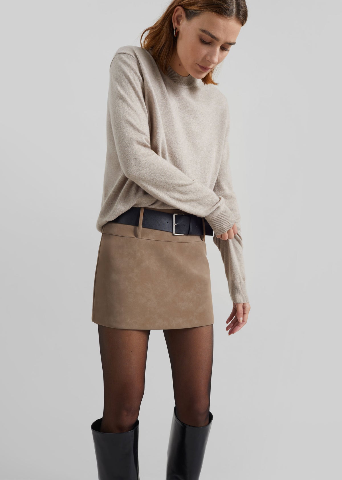 Arosa Belted Mini Skirt - Beige β view 4 of 10