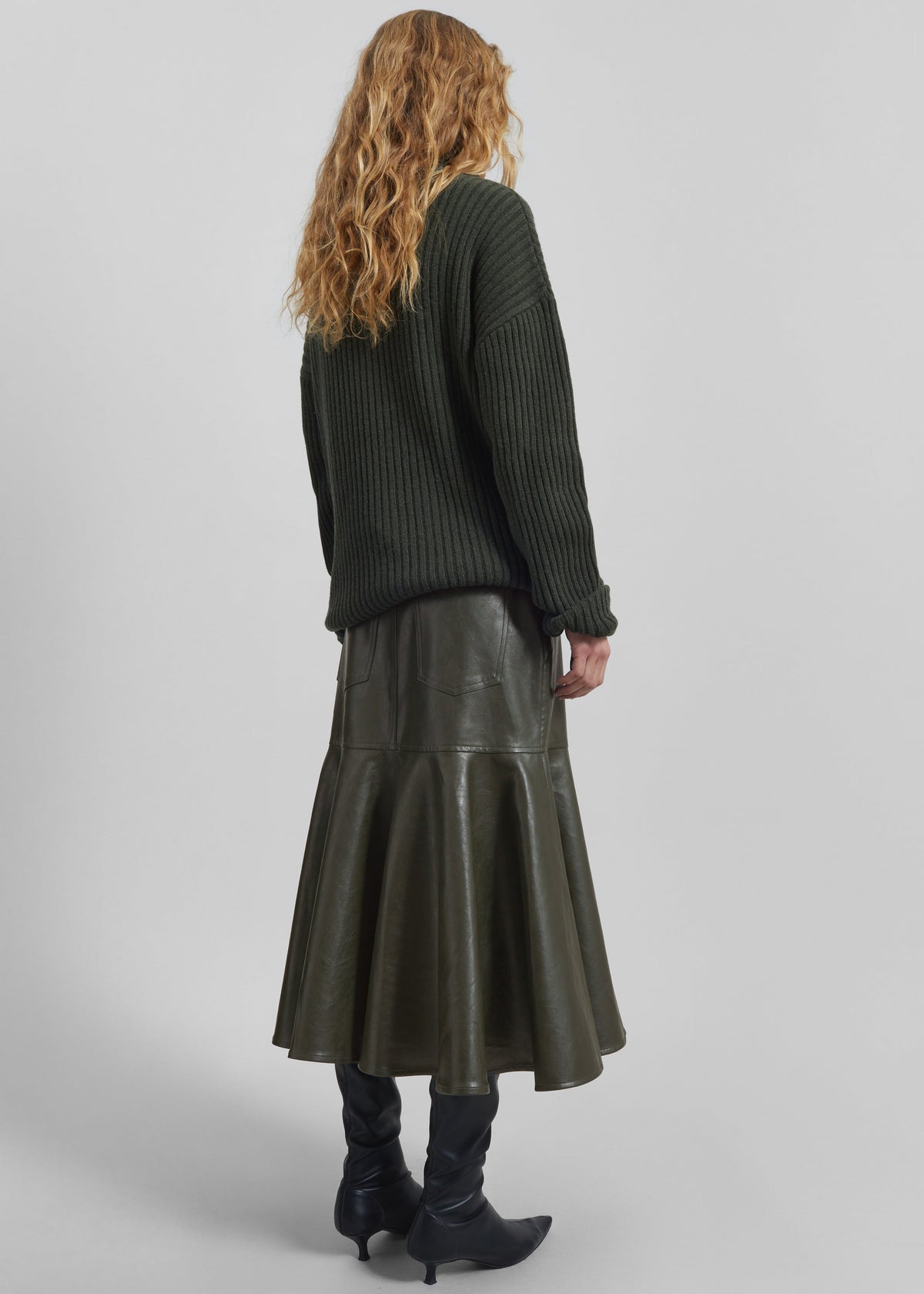 Arvika Faux Leather Mermaid Skirt - Dark Olive β view 6 of 7