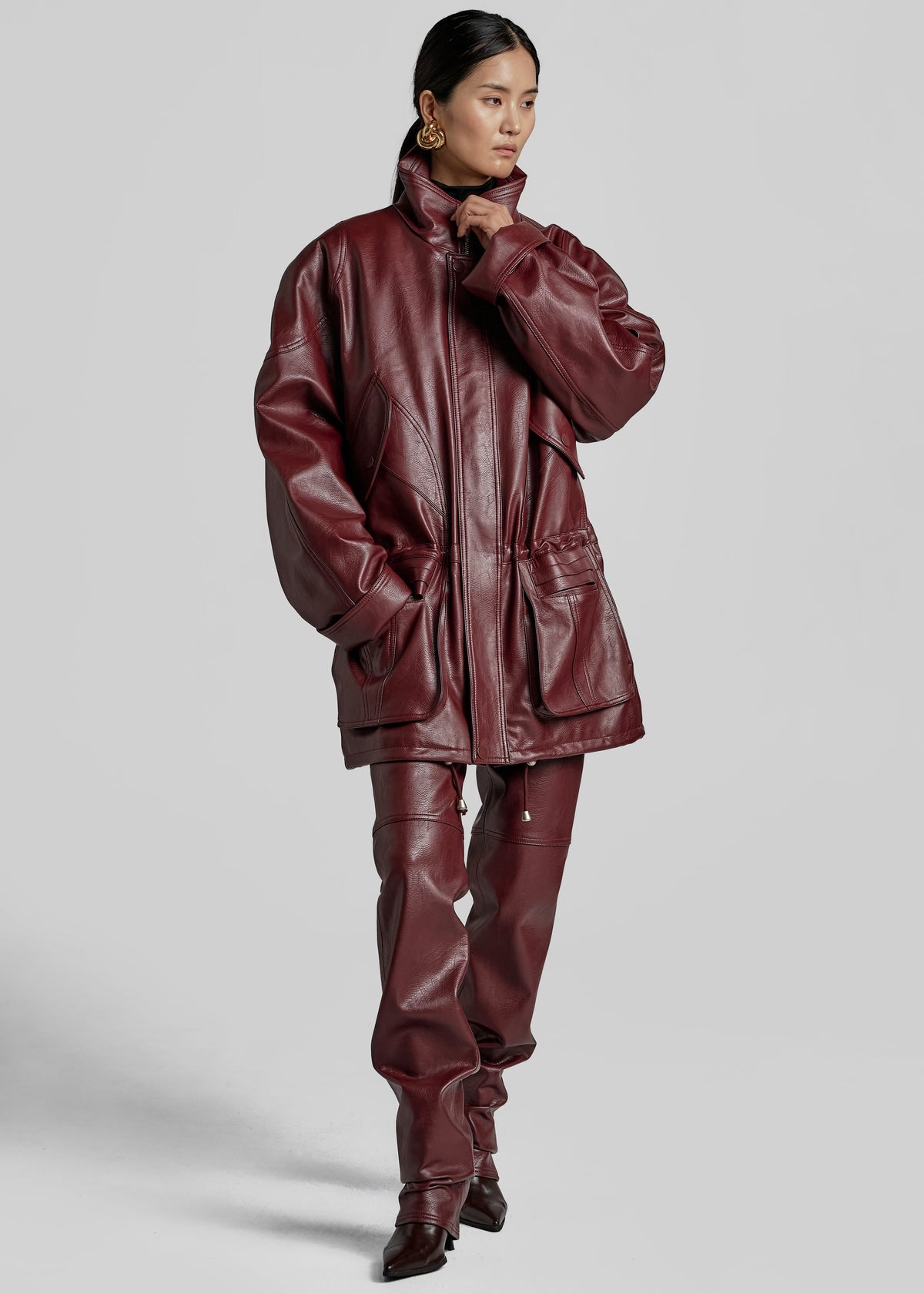 Ascona Faux Leather Jacket - Burgundy β view 7 of 7