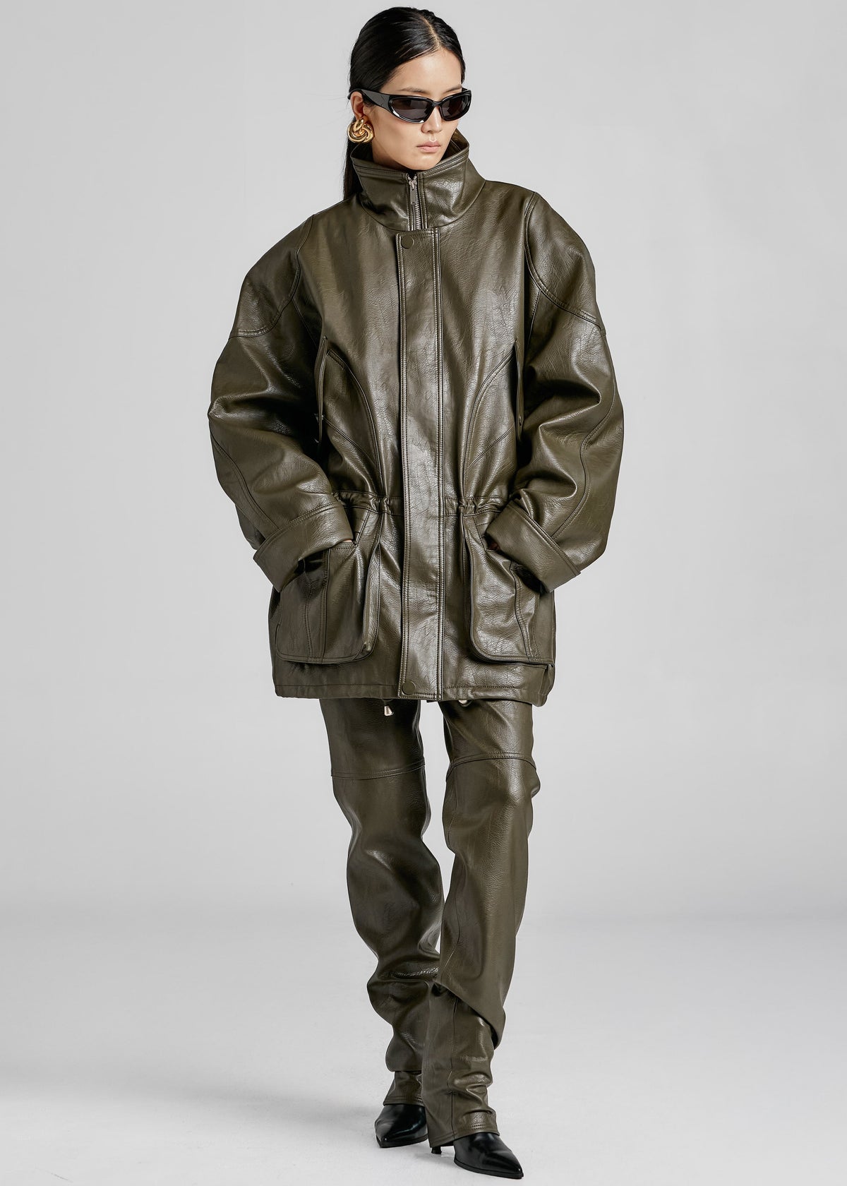 Ascona Faux Leather Jacket - Dark Olive β view 6 of 12
