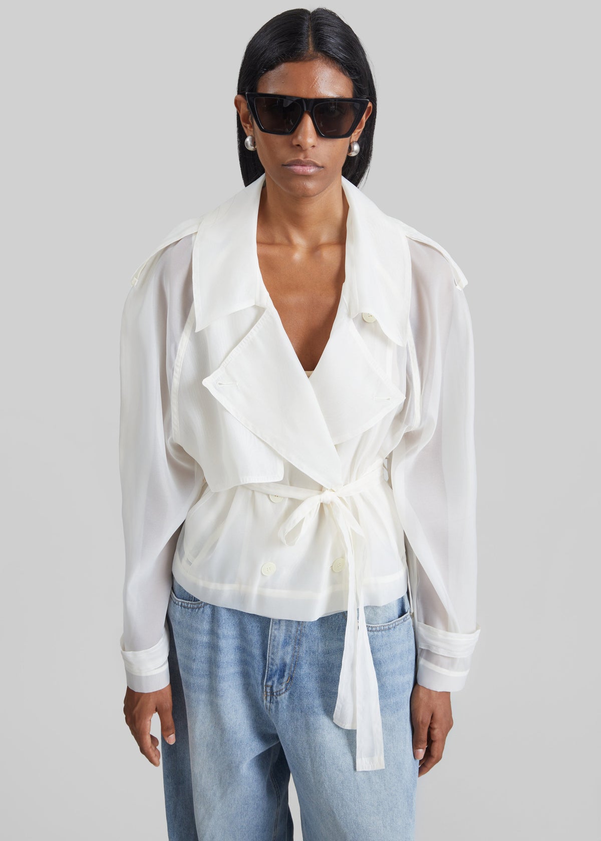 Asola Sheer Short Trench - Ivory β view 2 of 7