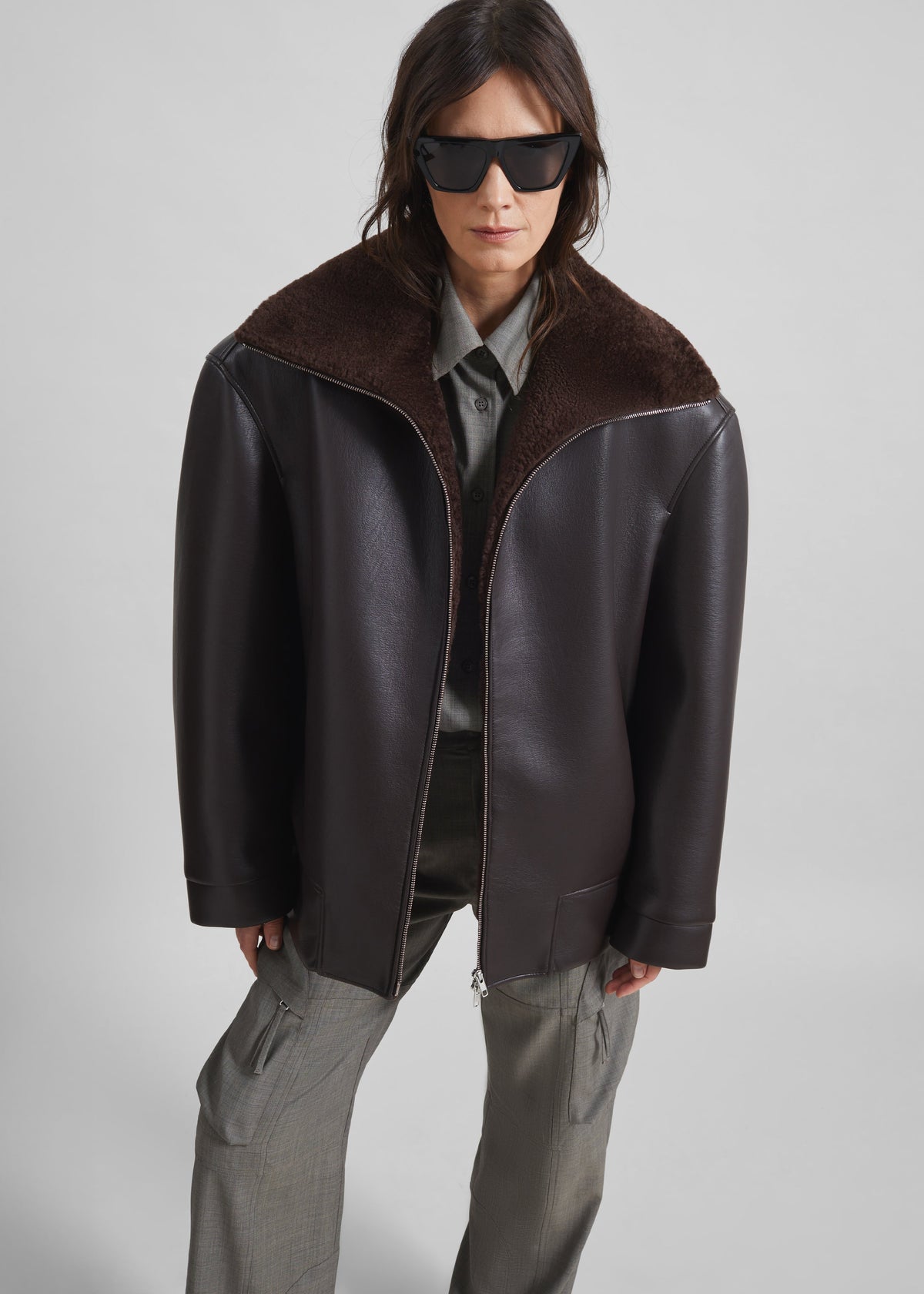 Aspen Faux Leather Jacket - Brown β view 6 of 8