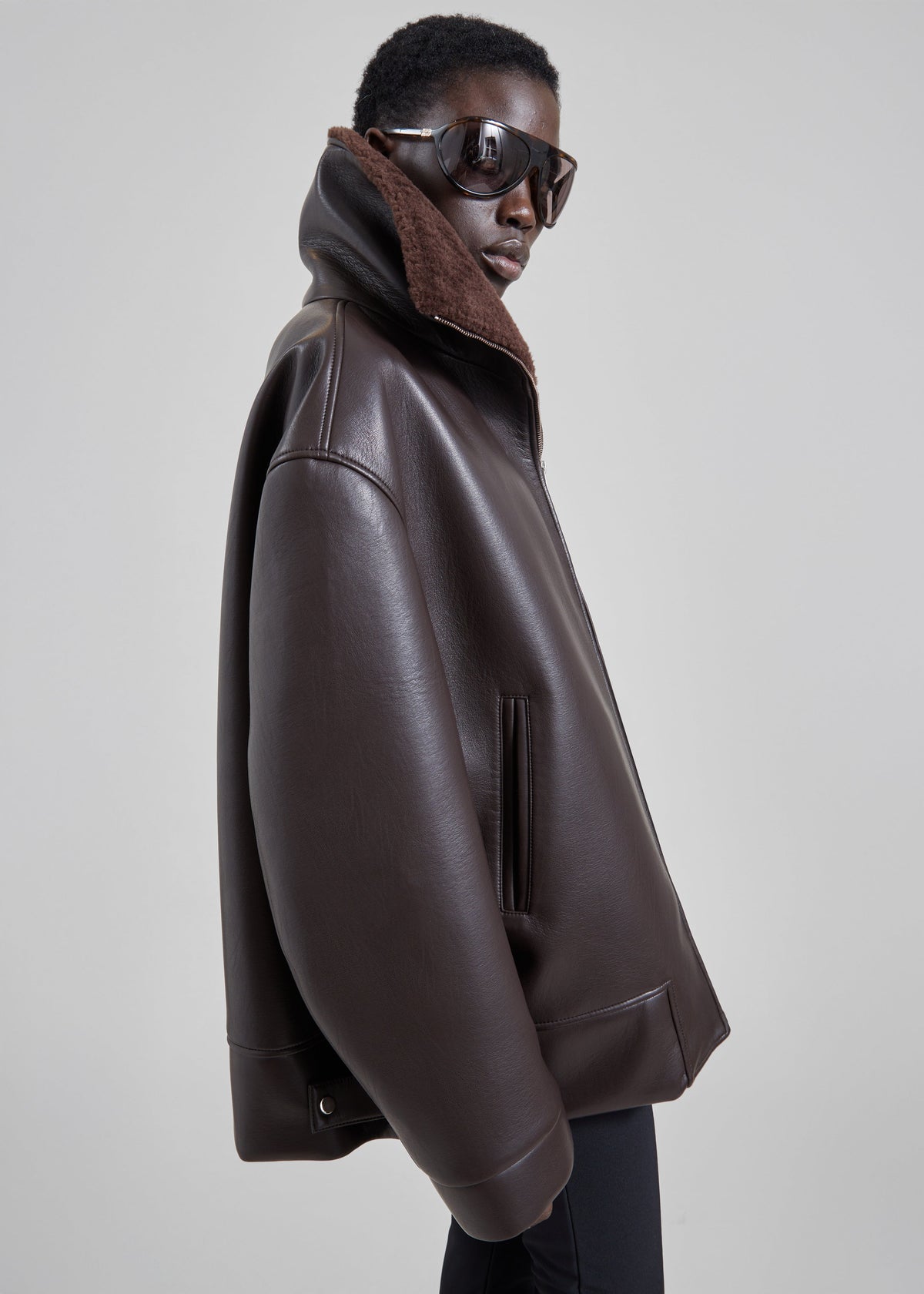 Aspen Faux Leather Jacket - Brown β view 2 of 8
