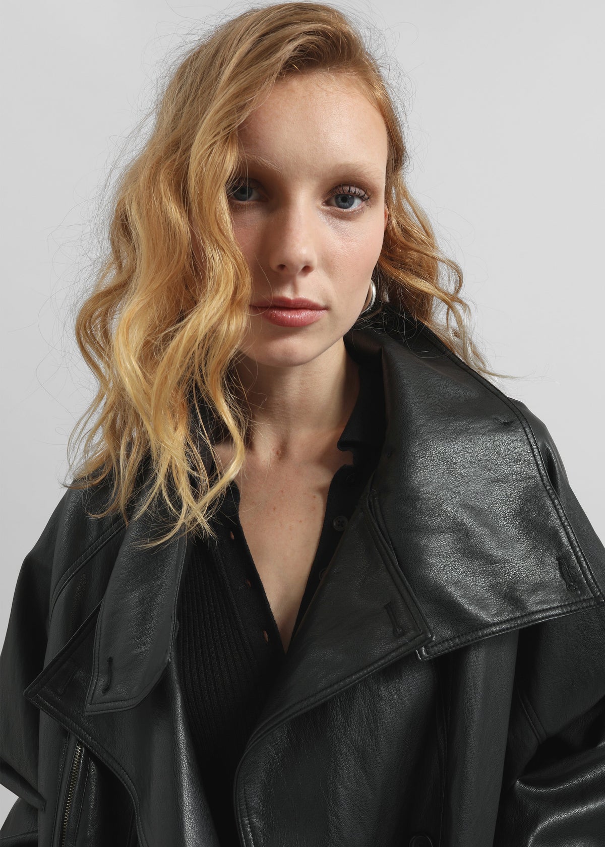 Amunta Faux Leather Trench Jacket - Black β view 6 of 9