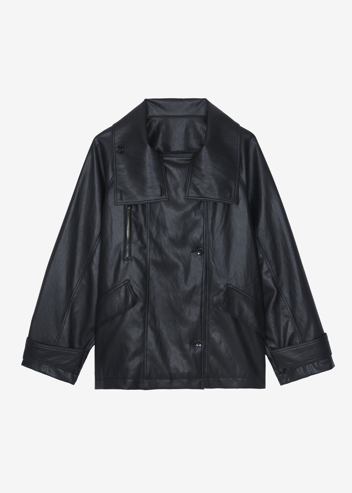 Amunta Faux Leather Trench Jacket - Black β view 9 of 9