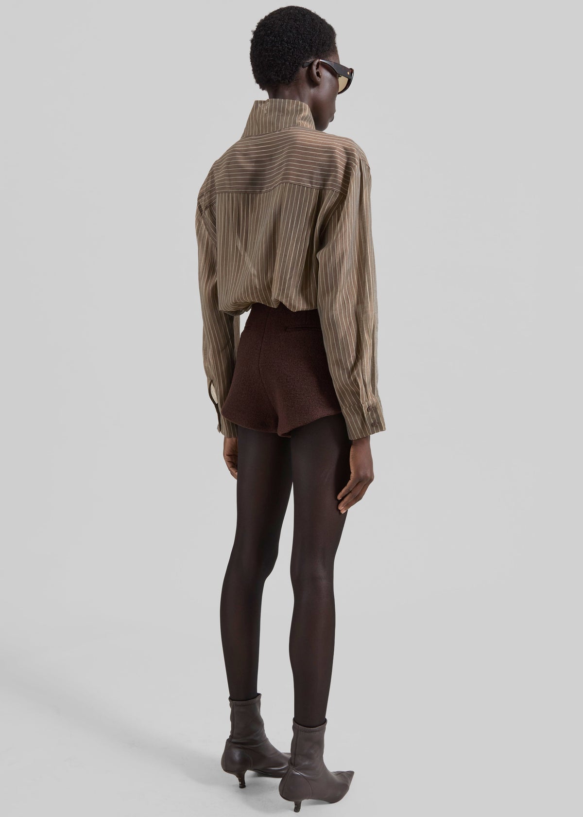 Avila Sheer Fluid Shirt - Brown/White Stripe β view 8 of 9